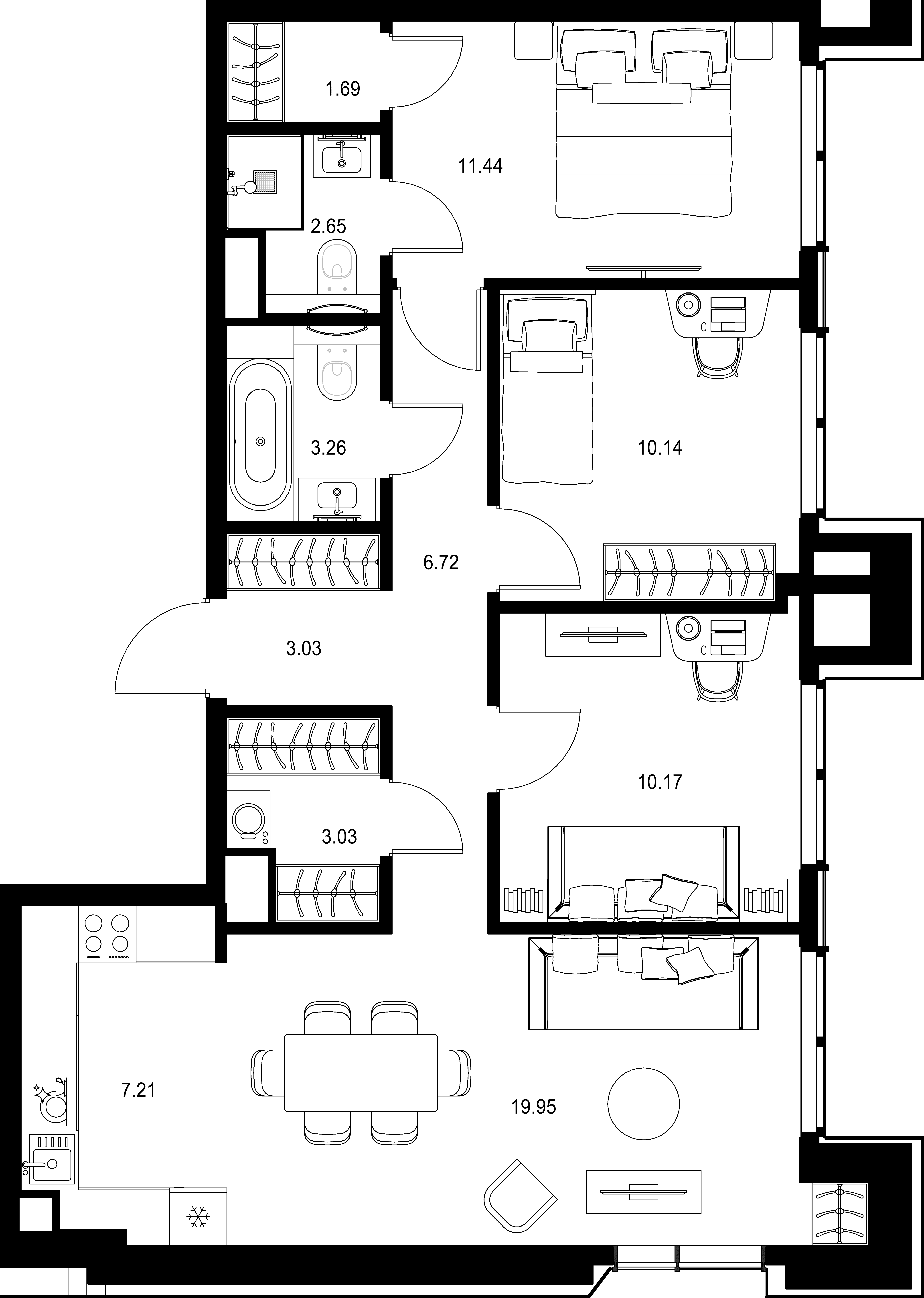 3-комнатная, 79,29 м² — 64 664 325 ₽