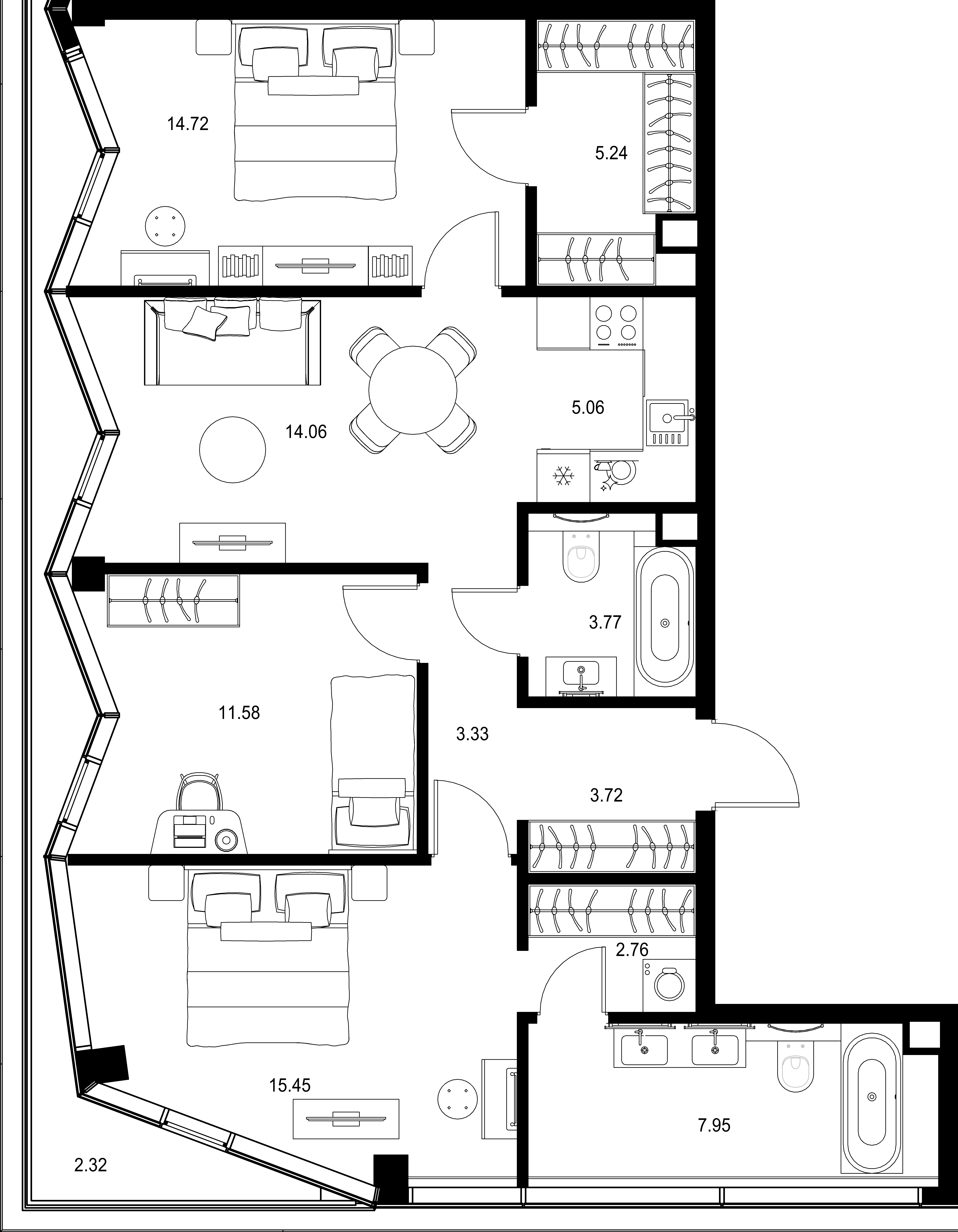 3-комнатная, 89,96 м² — 87 053 752 ₽