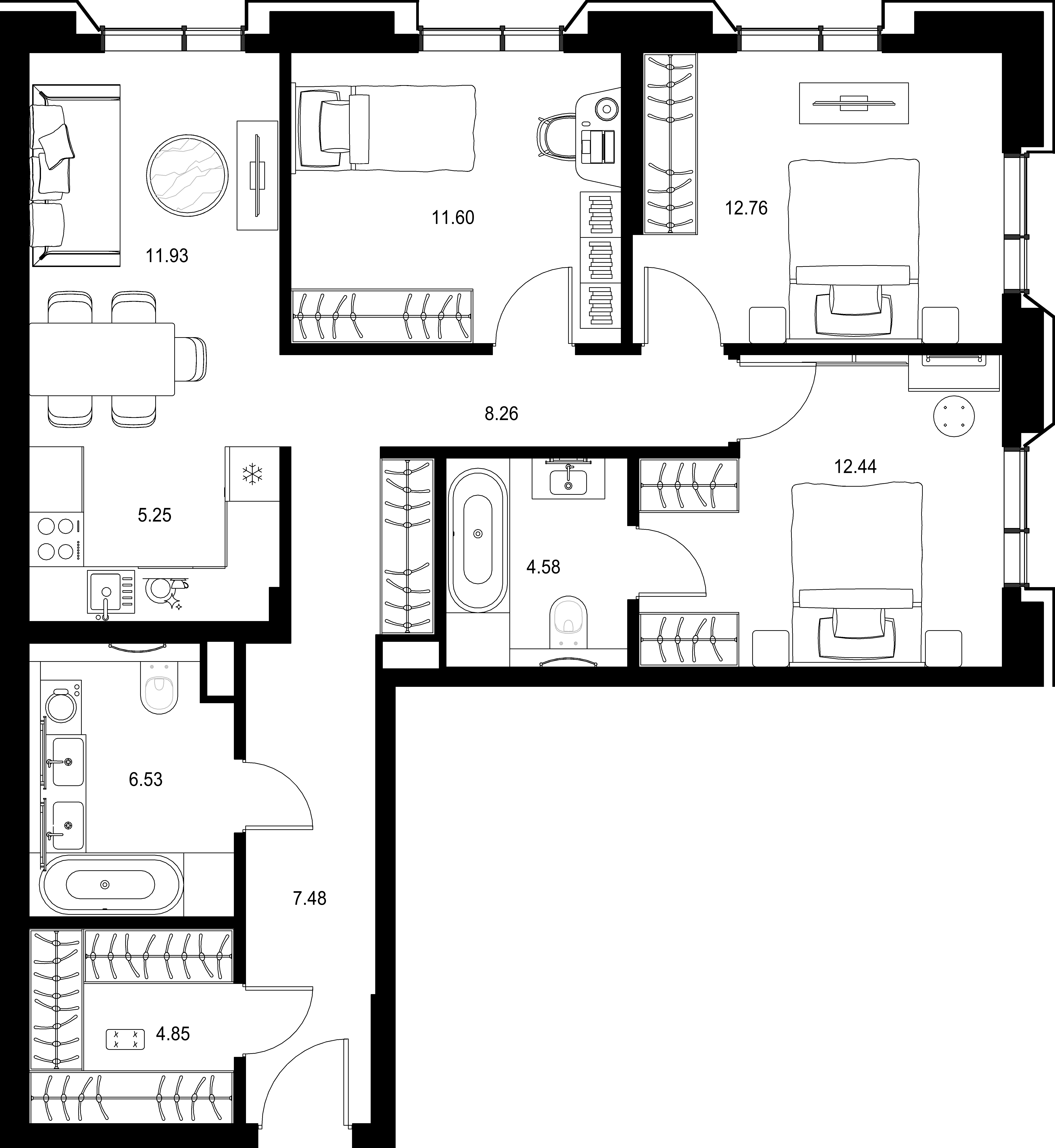3-комнатная, 85,68 м² — 58 461 006 ₽
