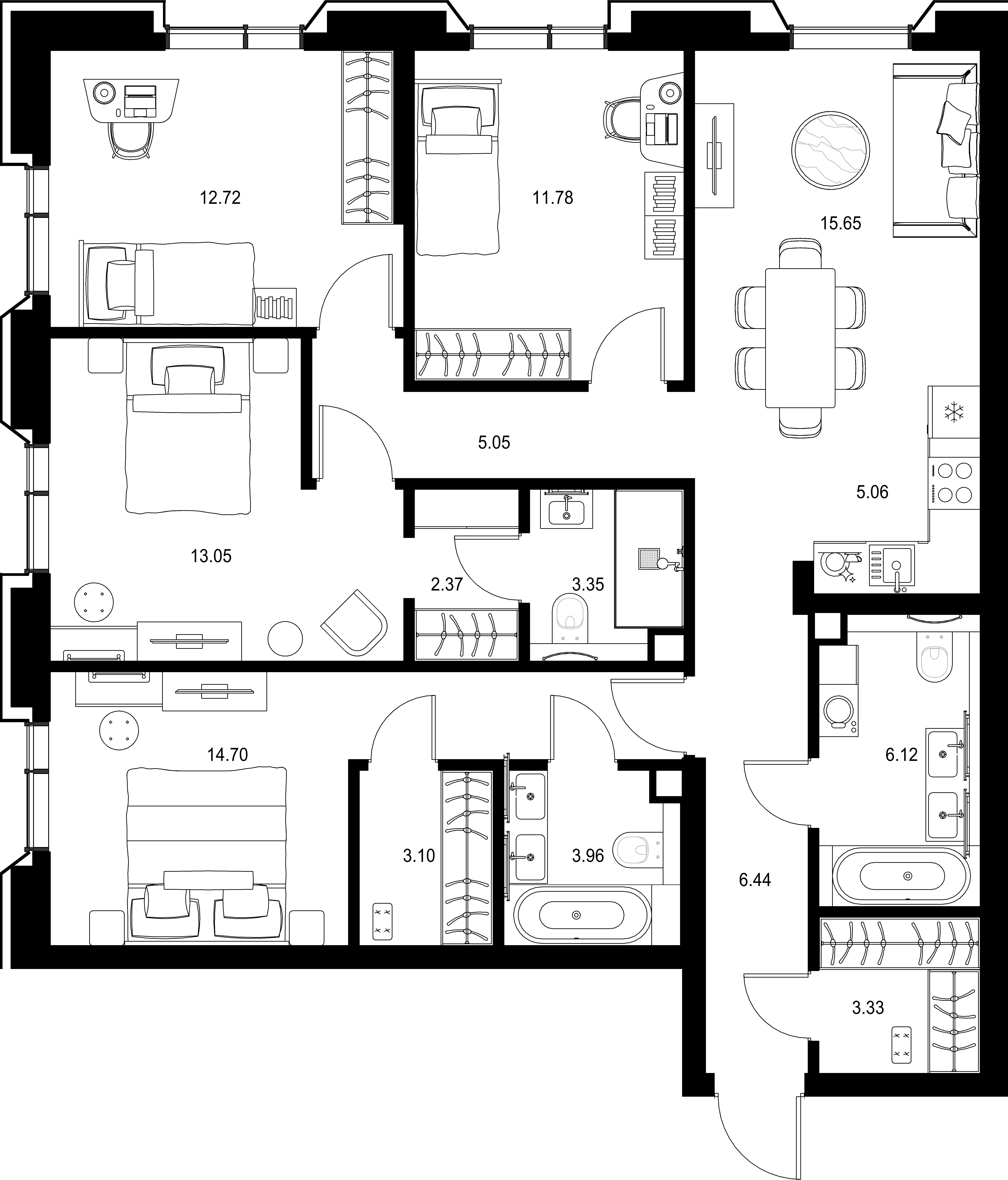 4-комнатная, 106,68 м² — 71 401 457 ₽