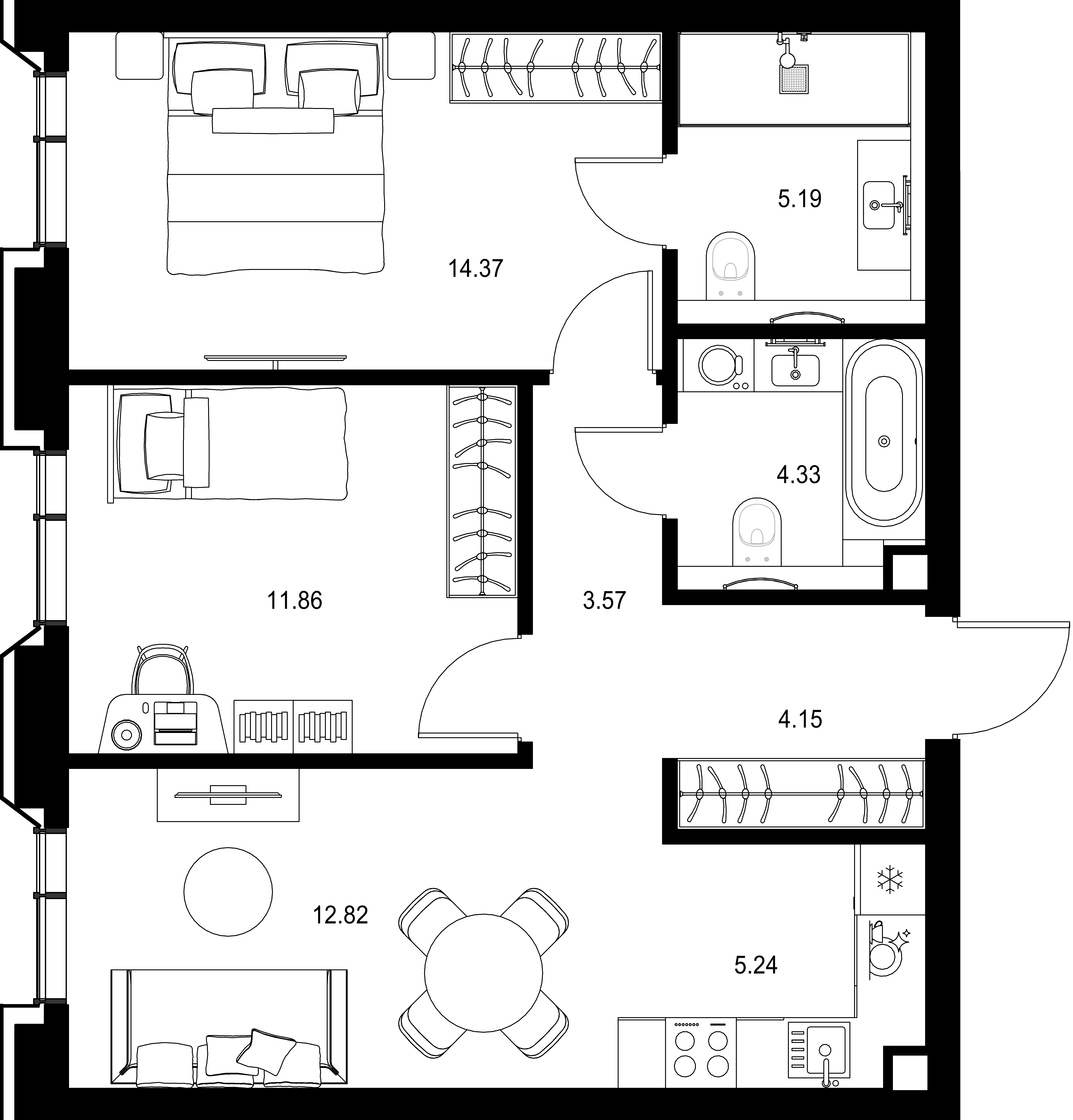2-комнатная, 61,53 м² — 43 276 448 ₽