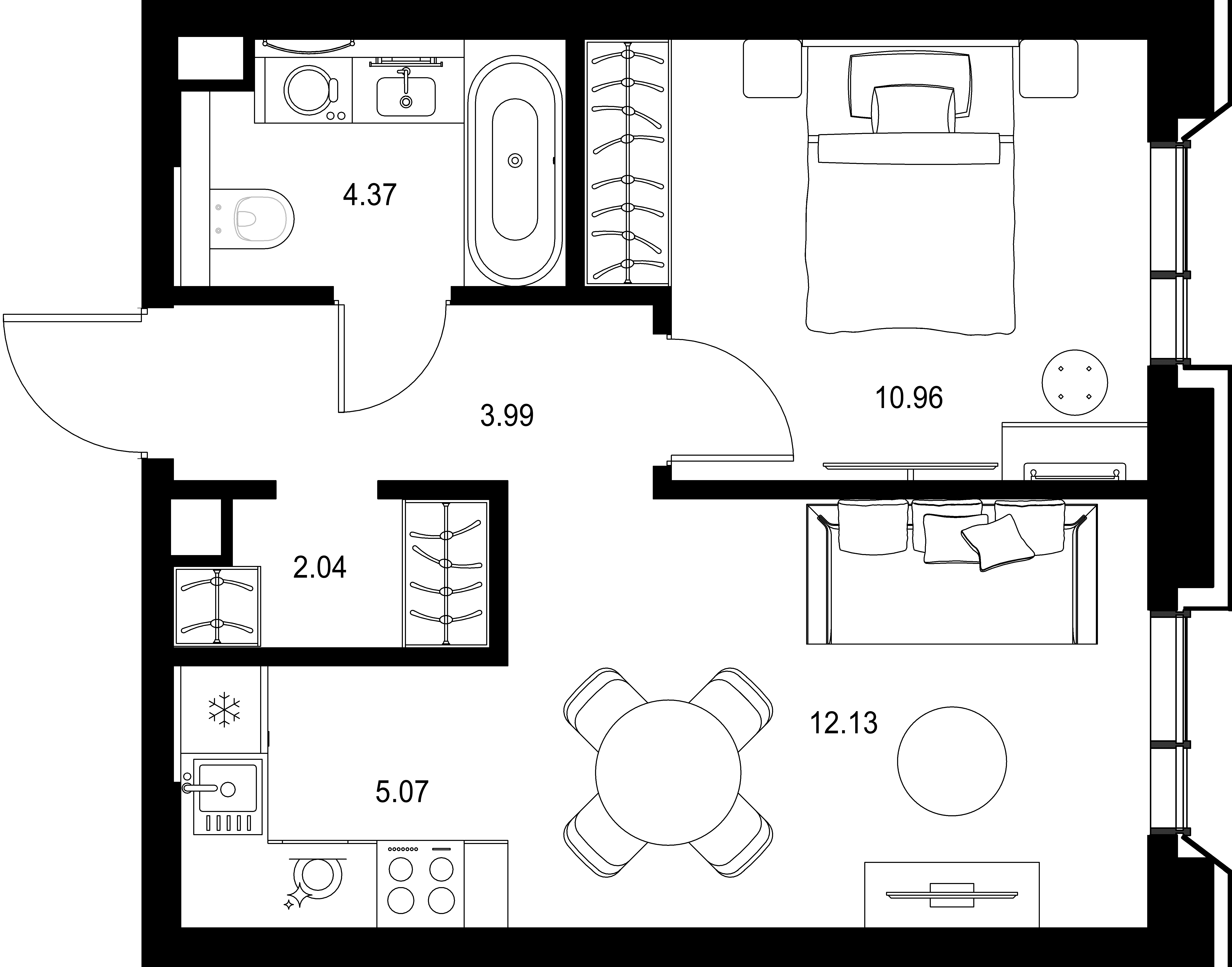 1-комнатная, 38,56 м² — 28 187 475 ₽