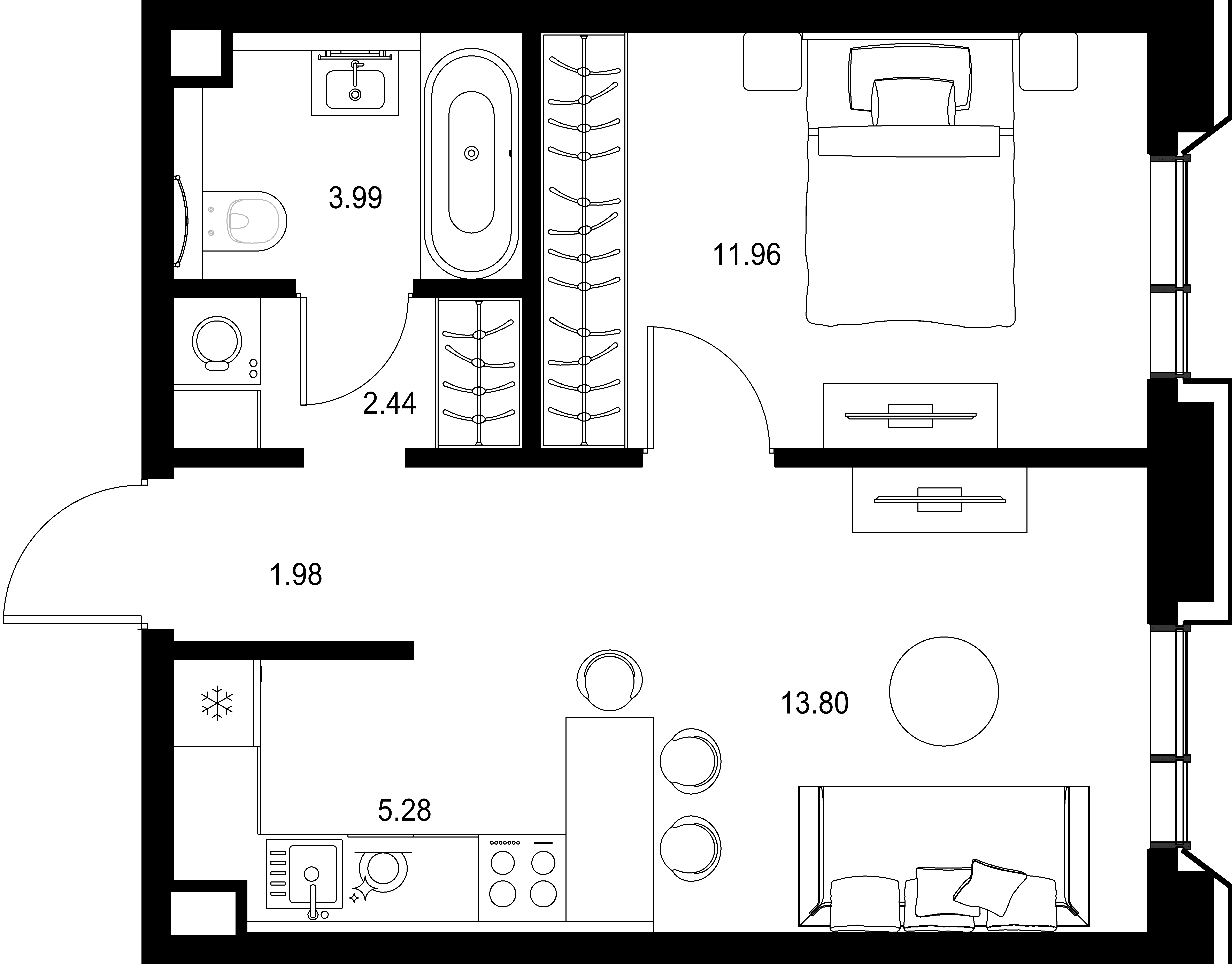 1-комнатная, 39,45 м² — 29 426 820 ₽