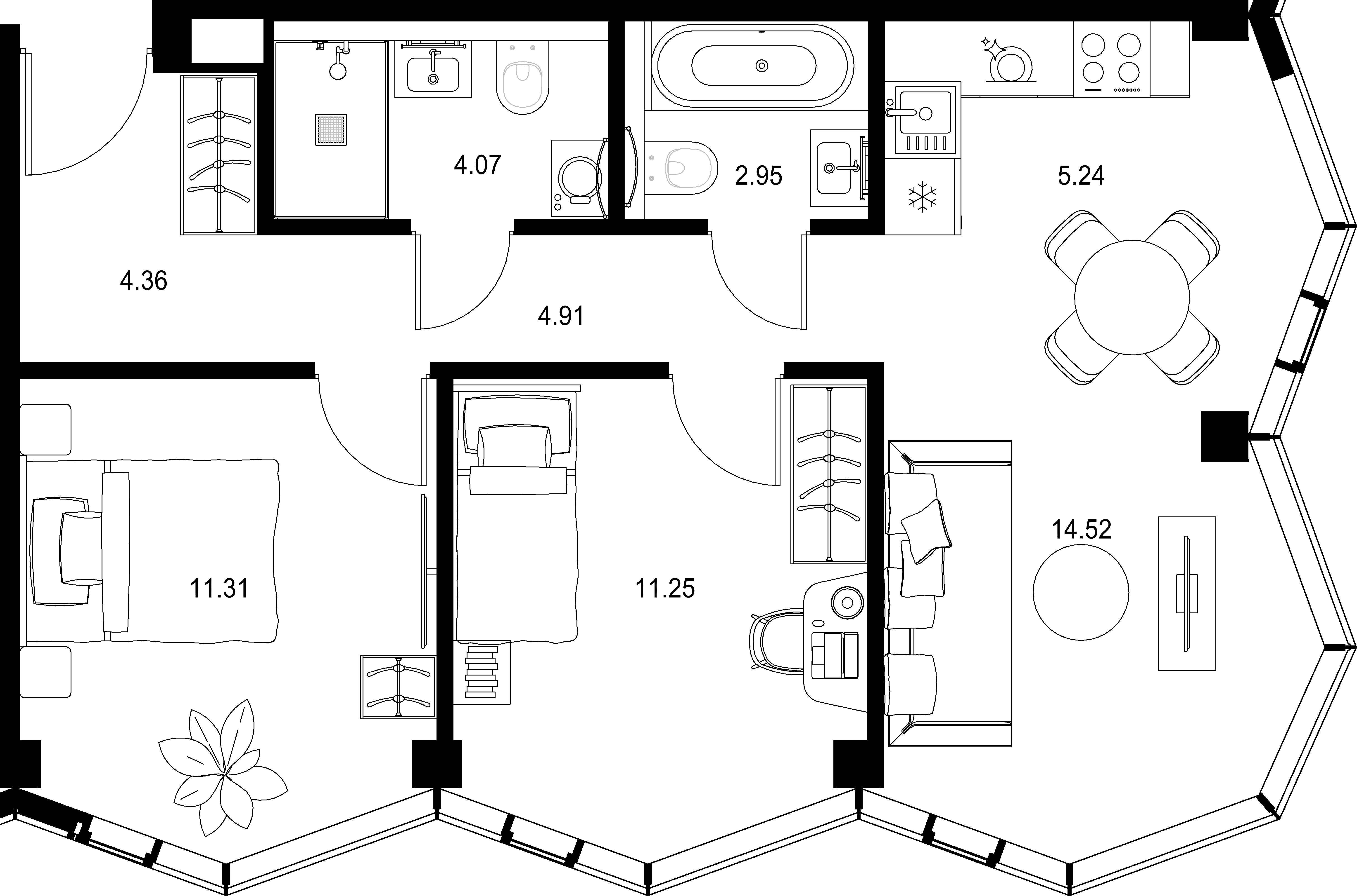 2-комнатная, 58,61 м² — 39 483 974 ₽