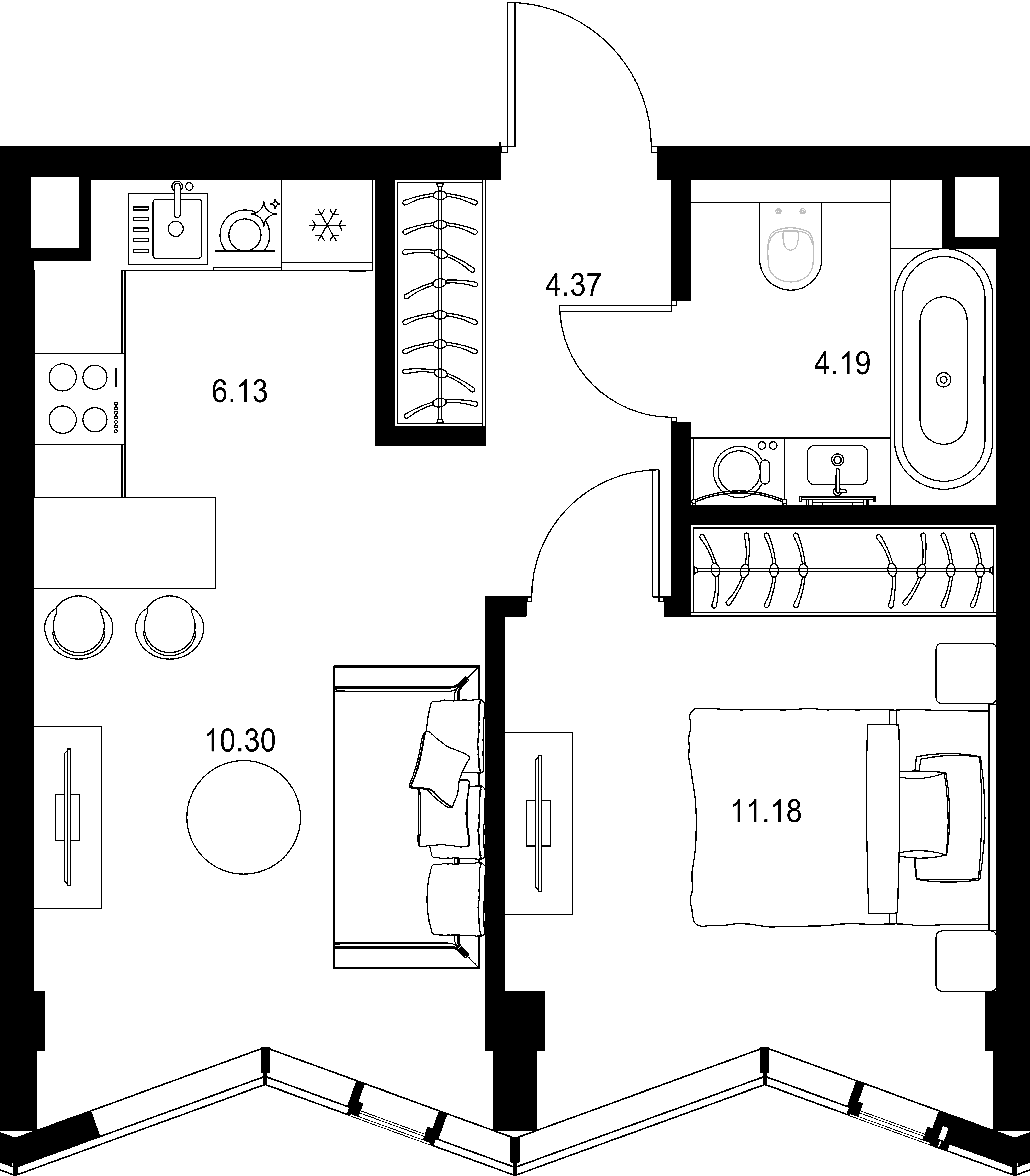 1-комнатная, 36,17 м² — 25 018 463 ₽