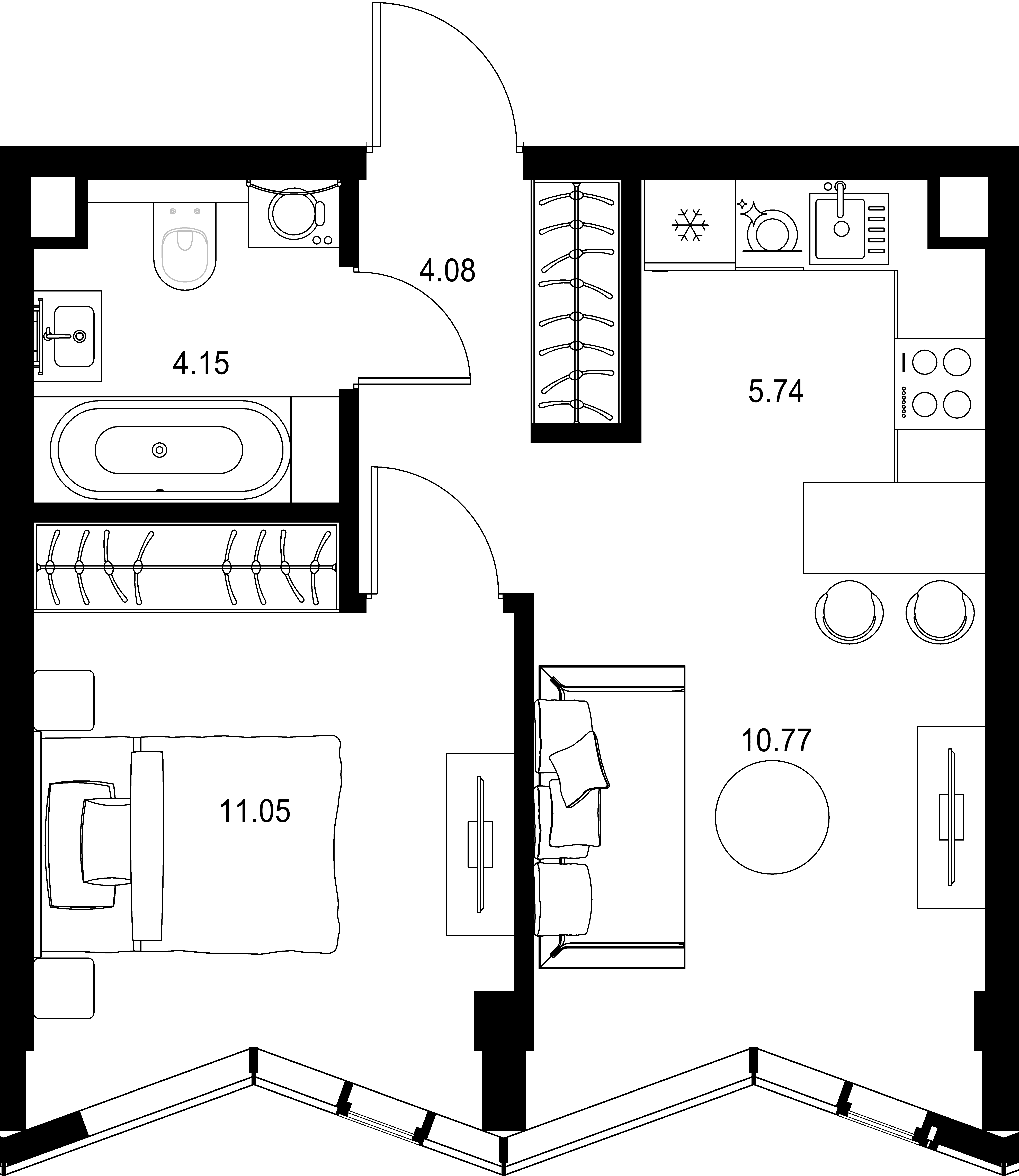 1-комнатная, 35,79 м² — 25 442 824 ₽