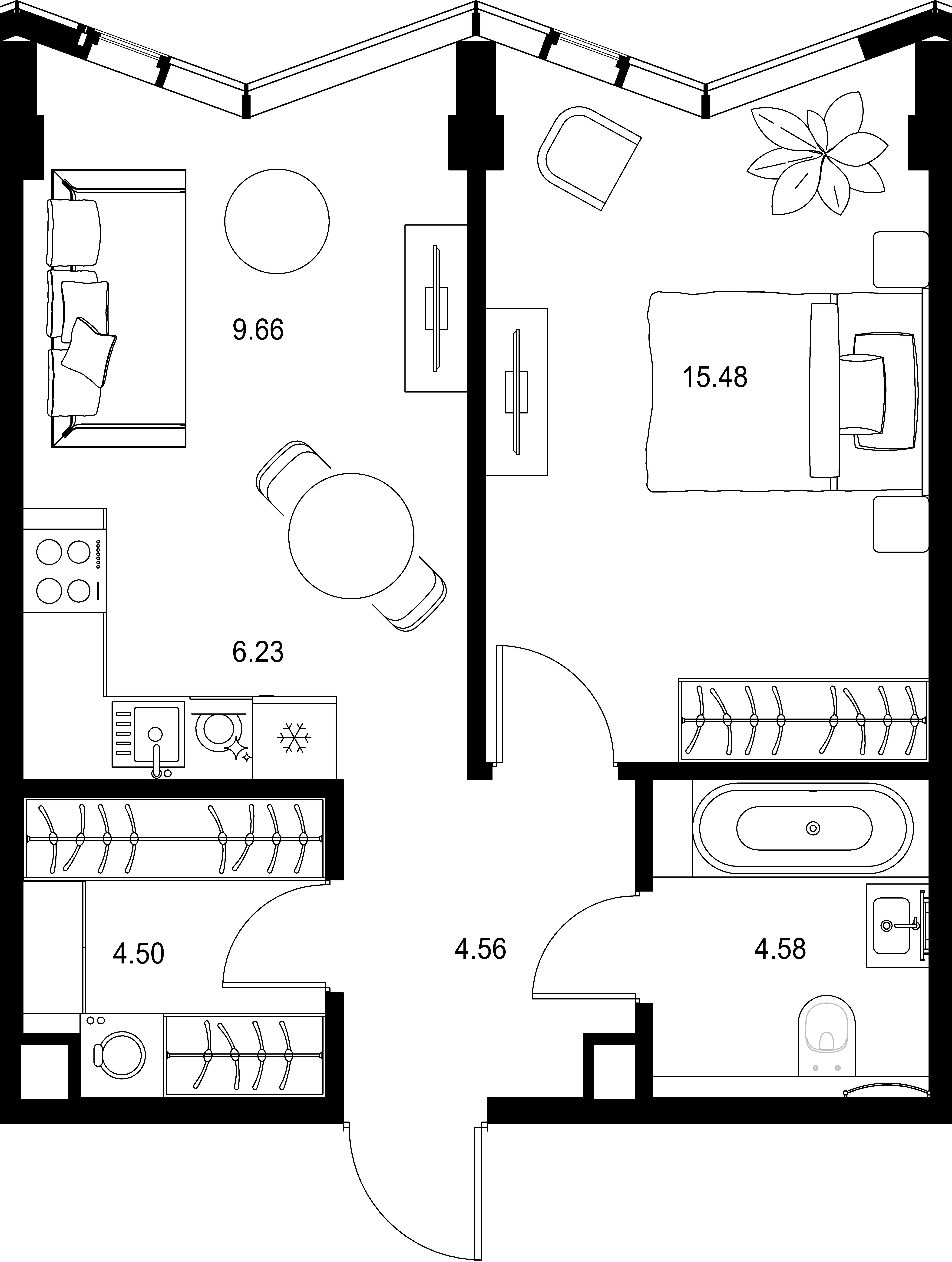 1-комнатная, 45,01 м² — 30 563 680 ₽