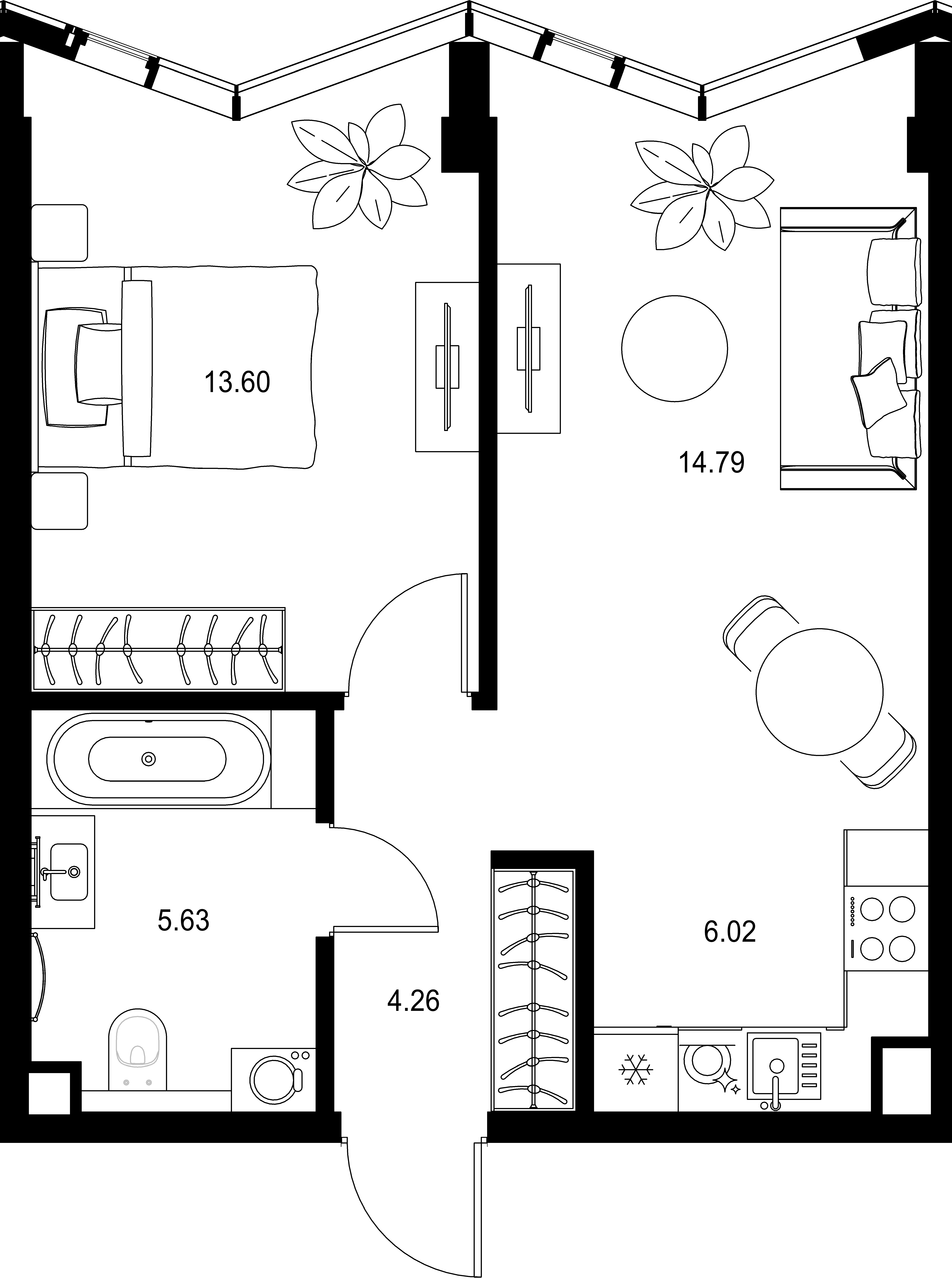 1-комнатная, 44,3 м² — 30 258 937 ₽