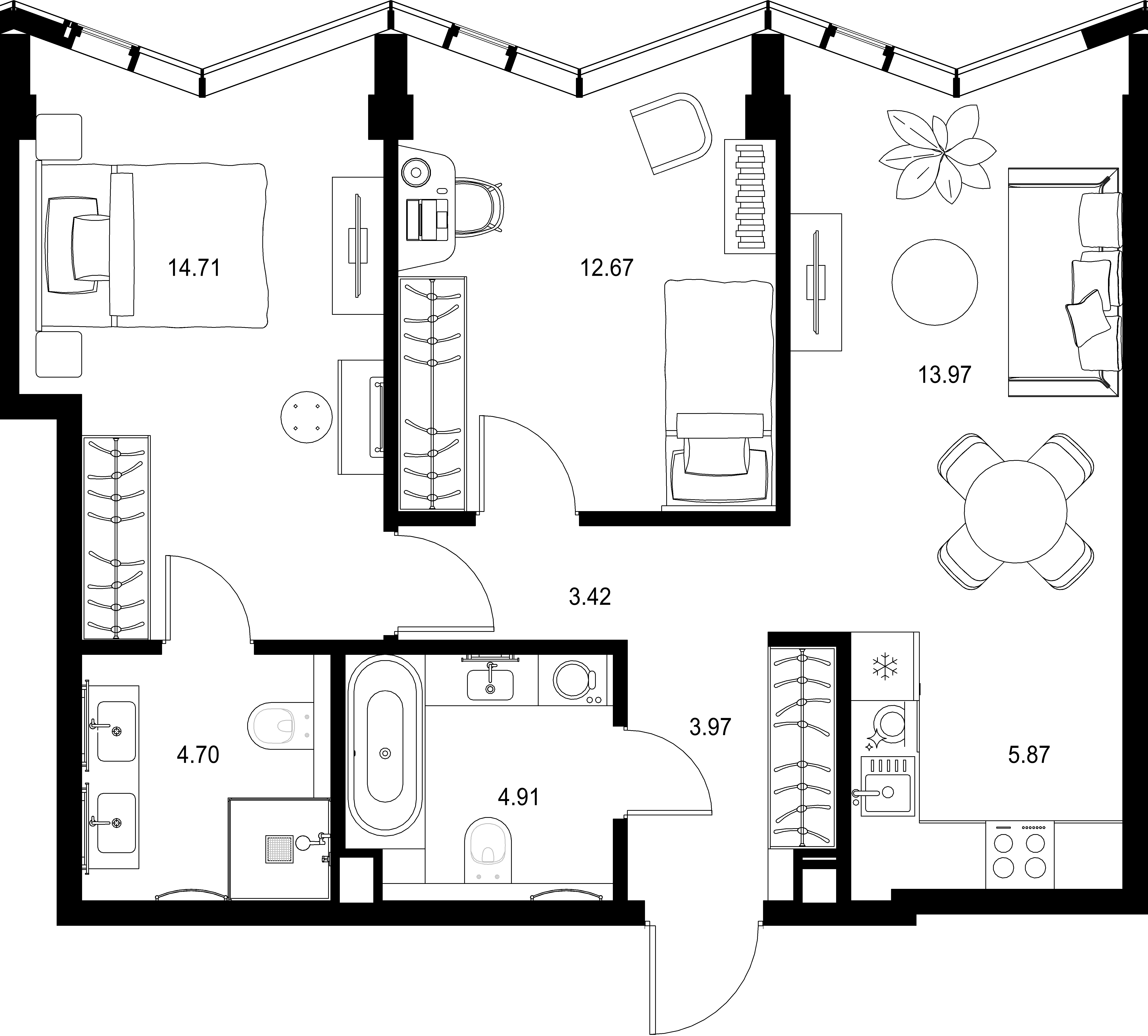 2-комнатная, 64,22 м² — 42 071 099 ₽