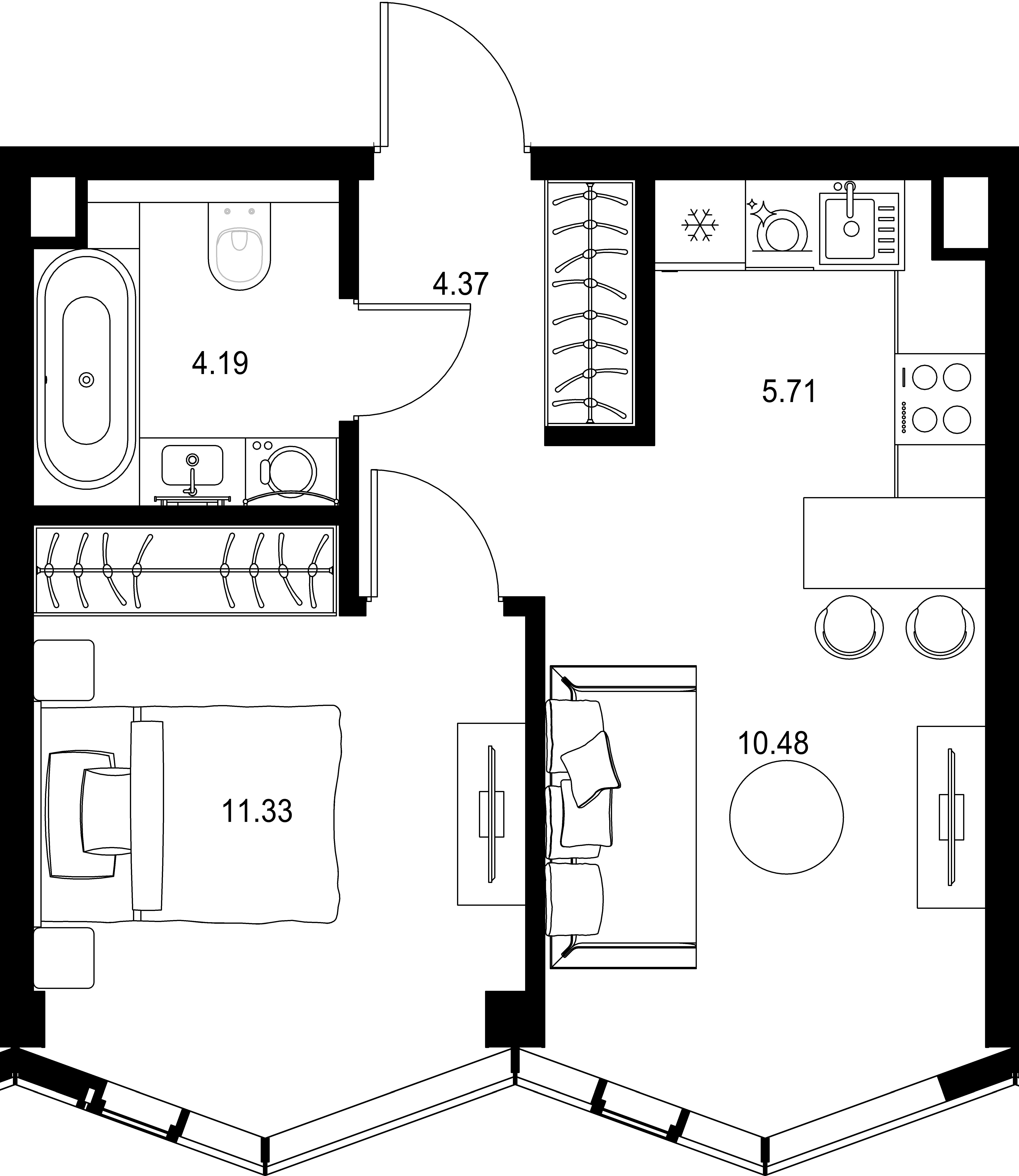 1-комнатная, 36,08 м² — 26 259 673 ₽