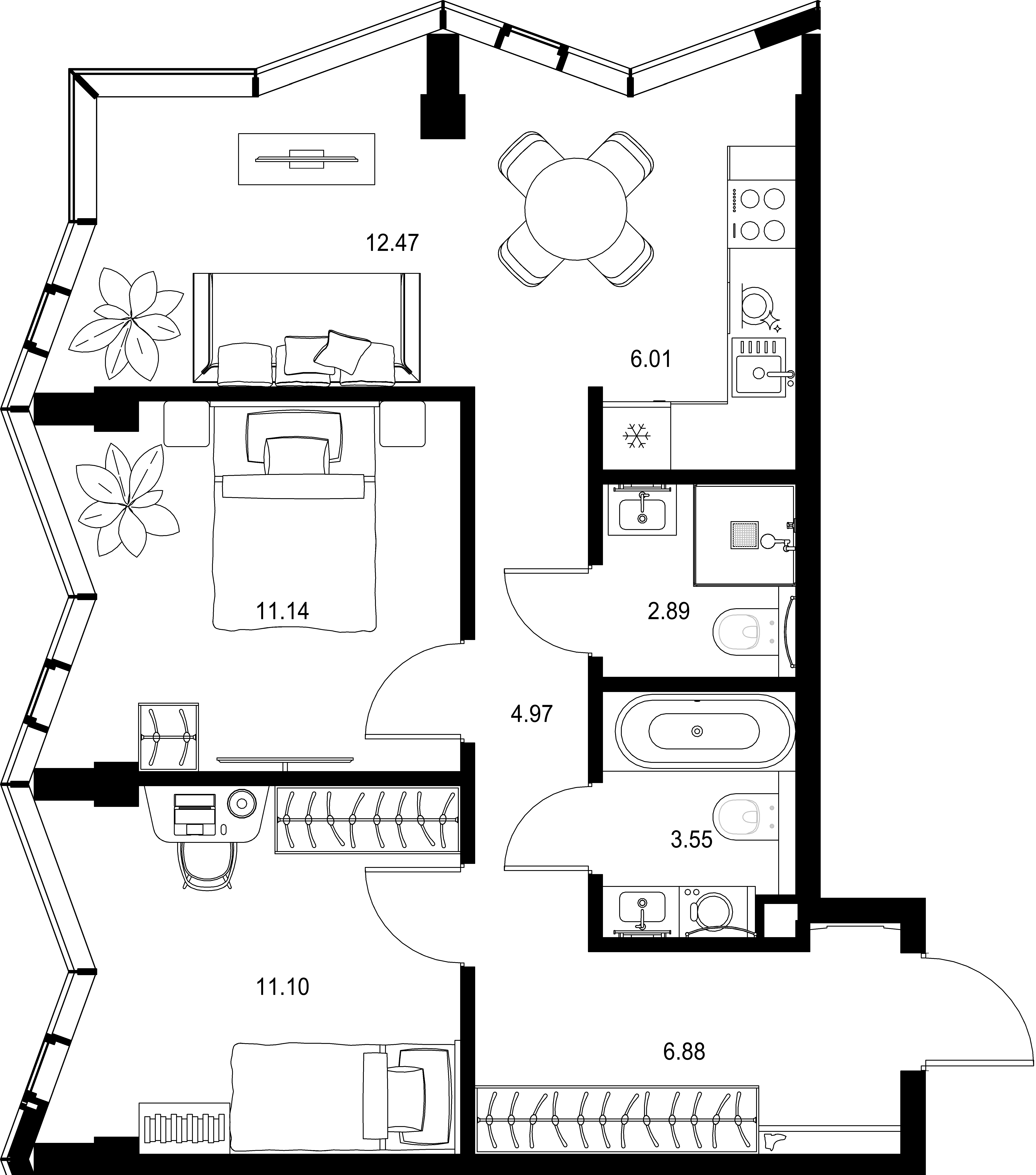 2-комнатная, 59,01 м² — 40 123 967 ₽