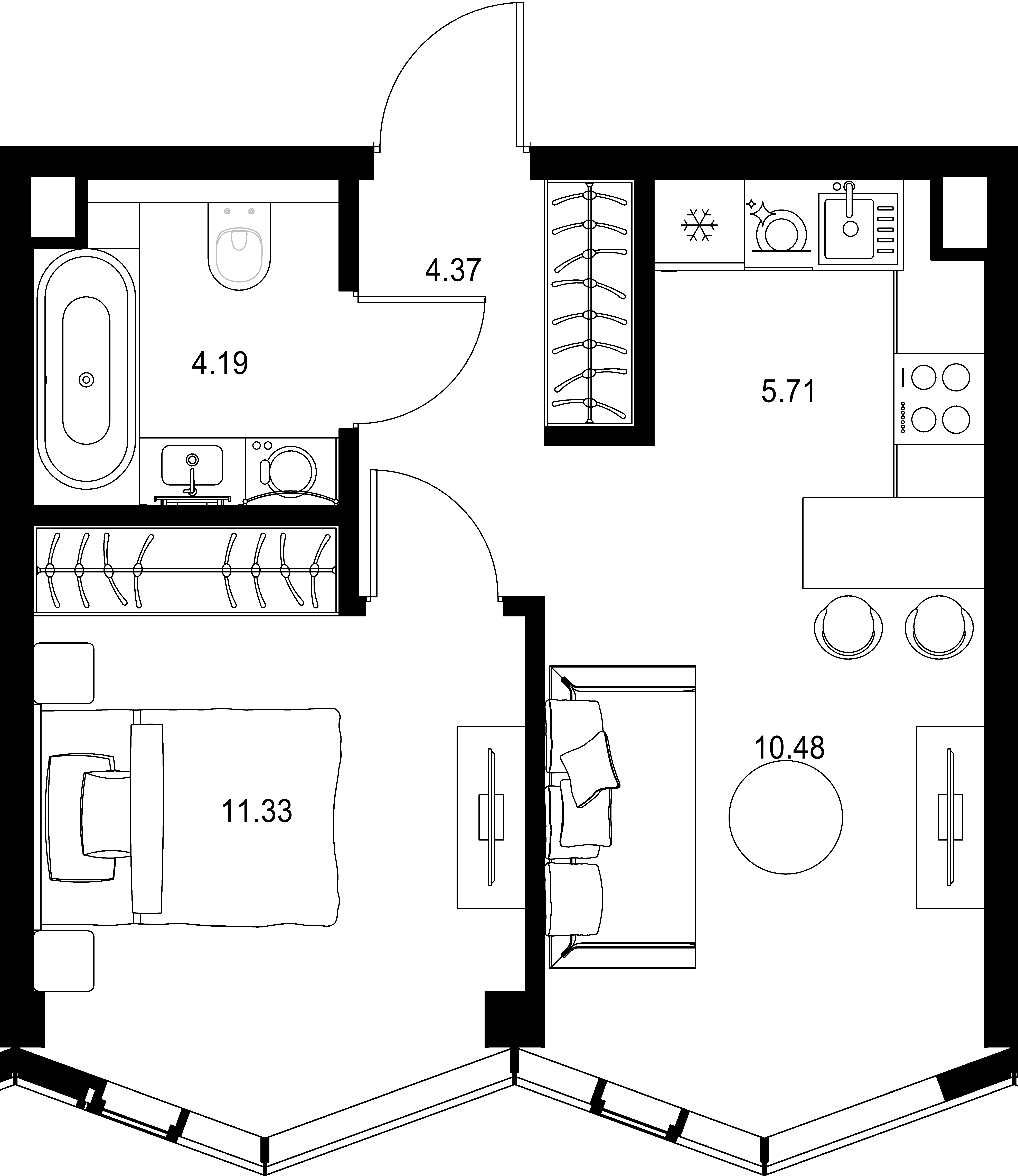 1-комнатная, 36,08 м² — 26 248 741 ₽
