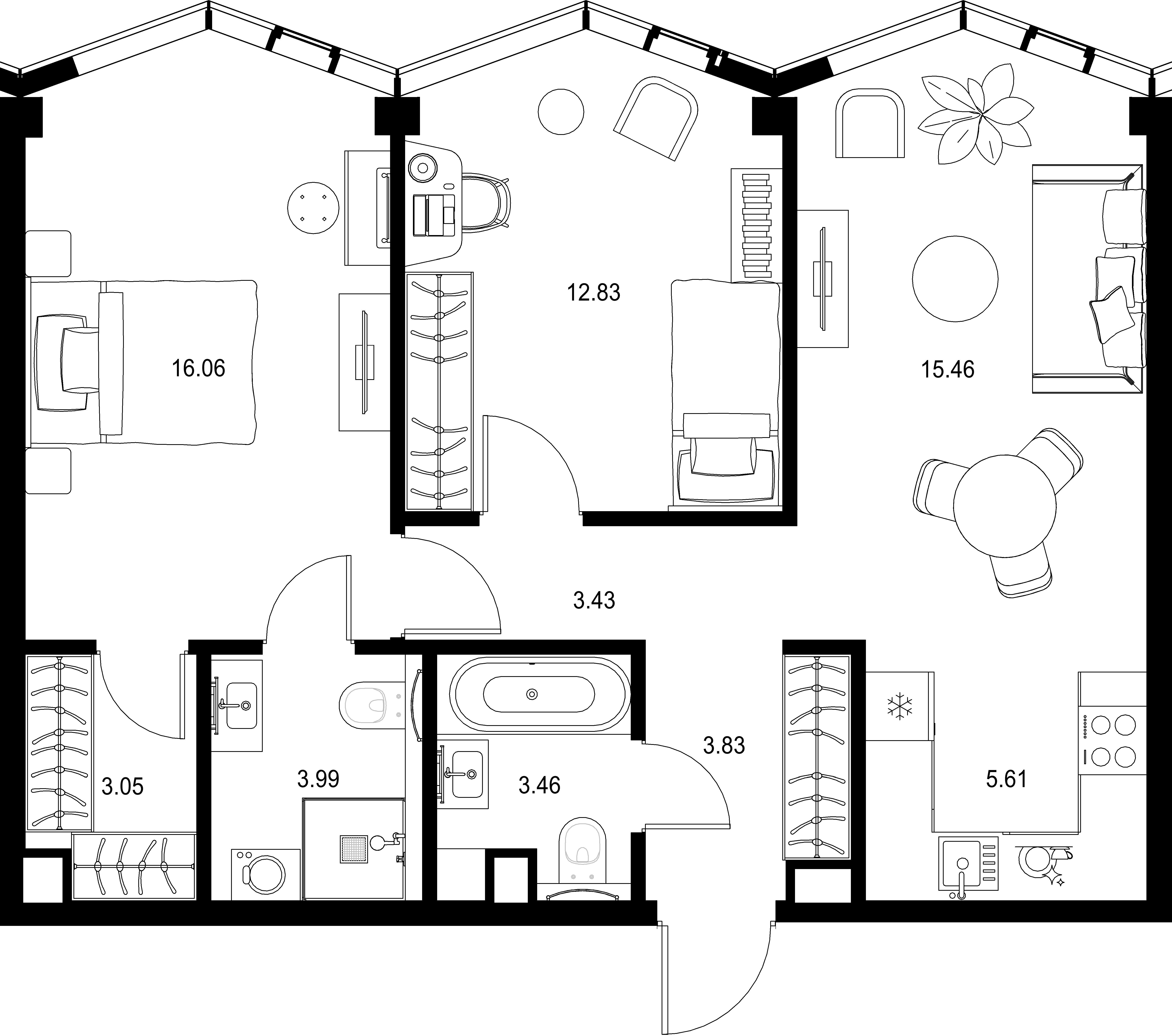 2-комнатная, 67,72 м² — 45 362 309 ₽