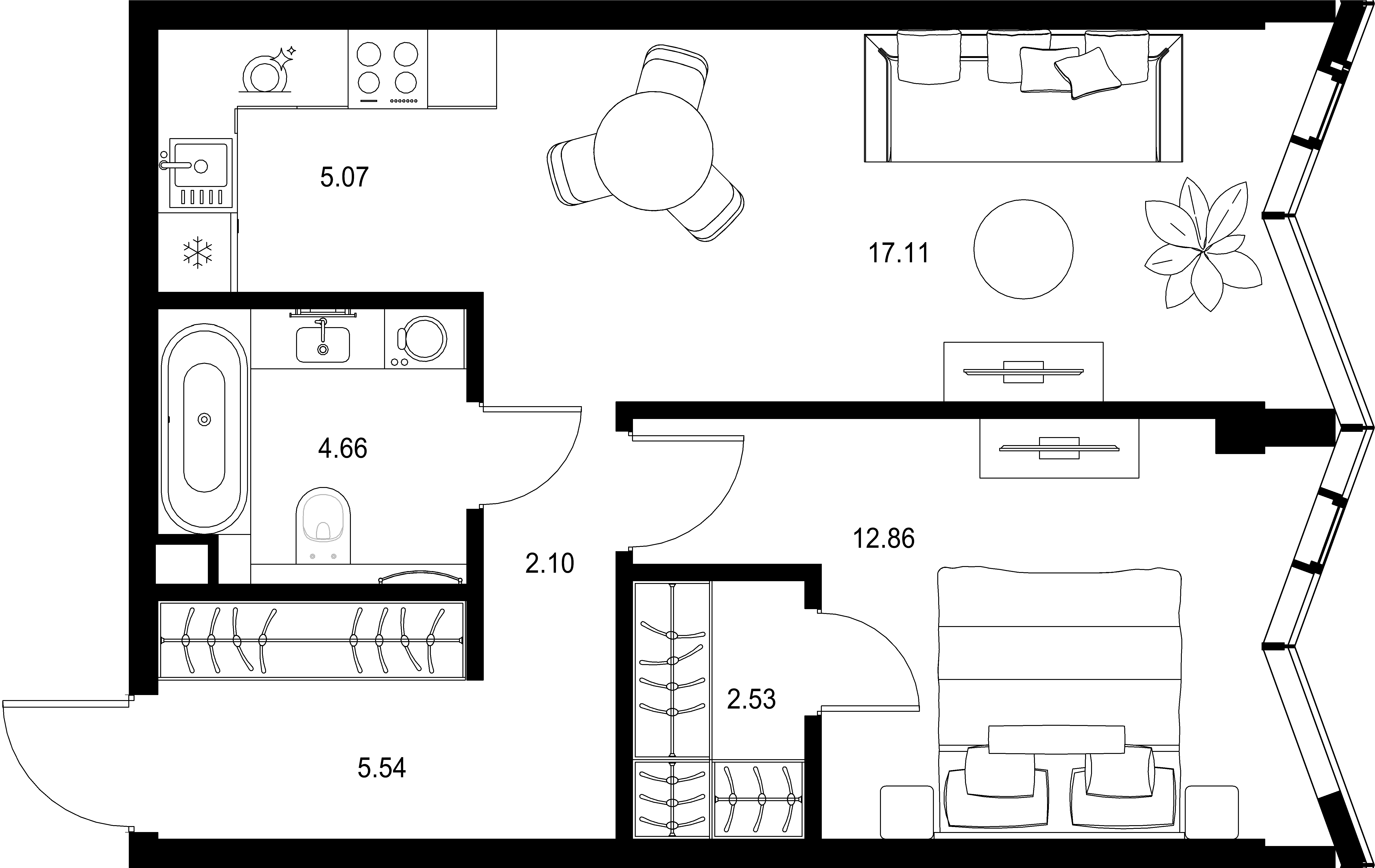 1-комнатная, 49,87 м² — 34 099 809 ₽