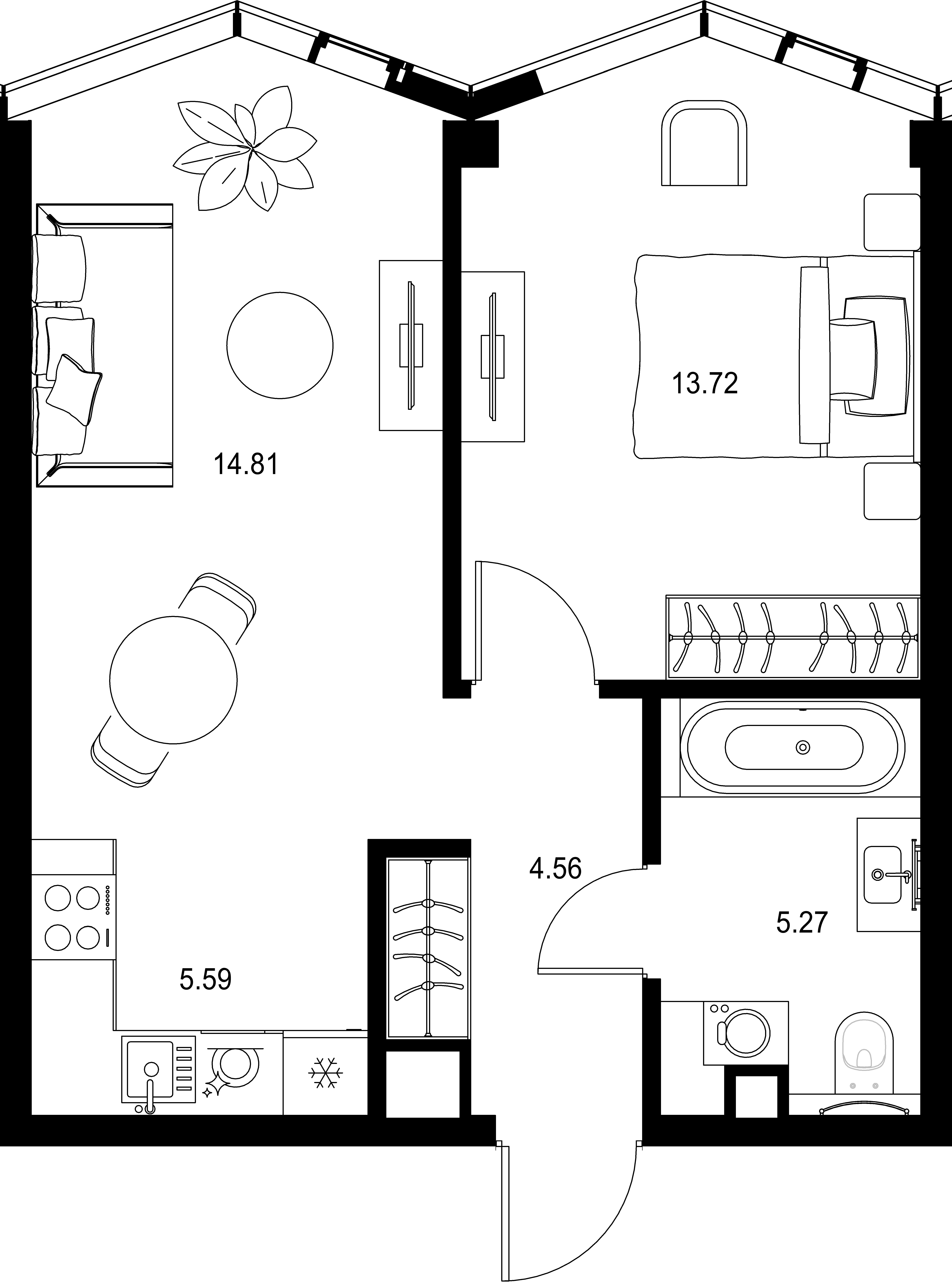 1-комнатная, 43,95 м² — 31 763 631 ₽