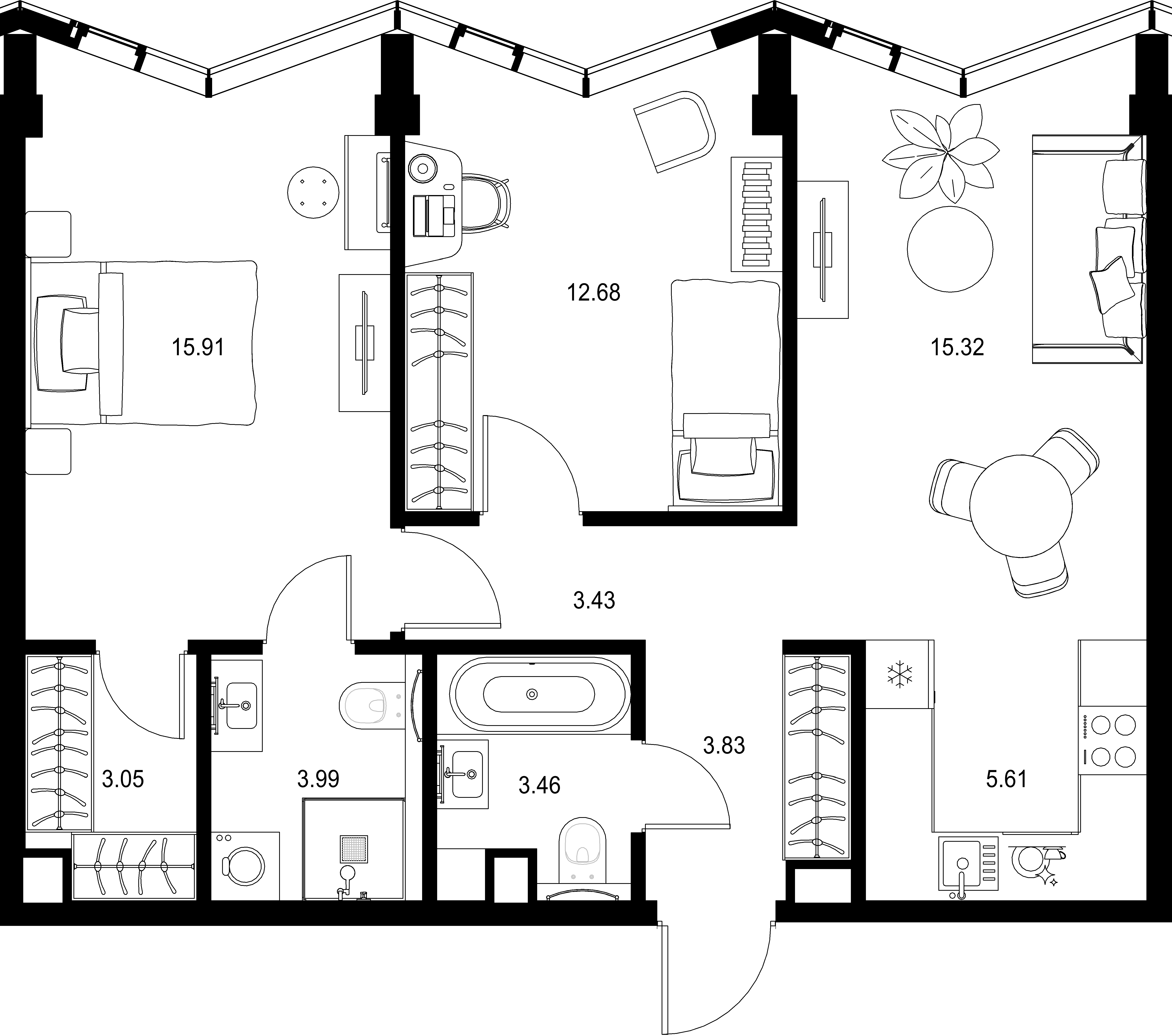 2-комнатная, 67,28 м² — 43 714 507 ₽