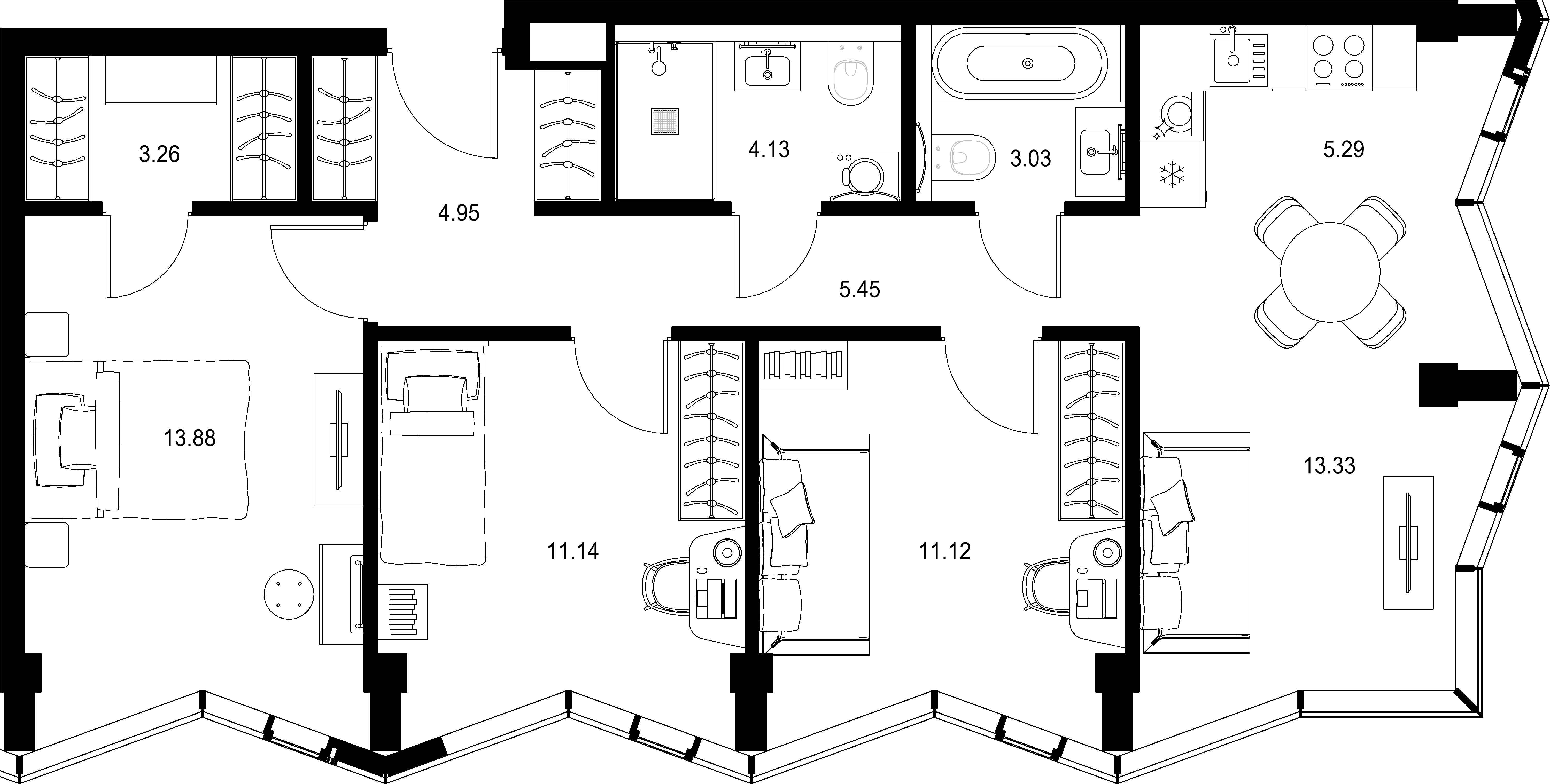 3-комнатная, 75,58 м² — 55 627 484 ₽