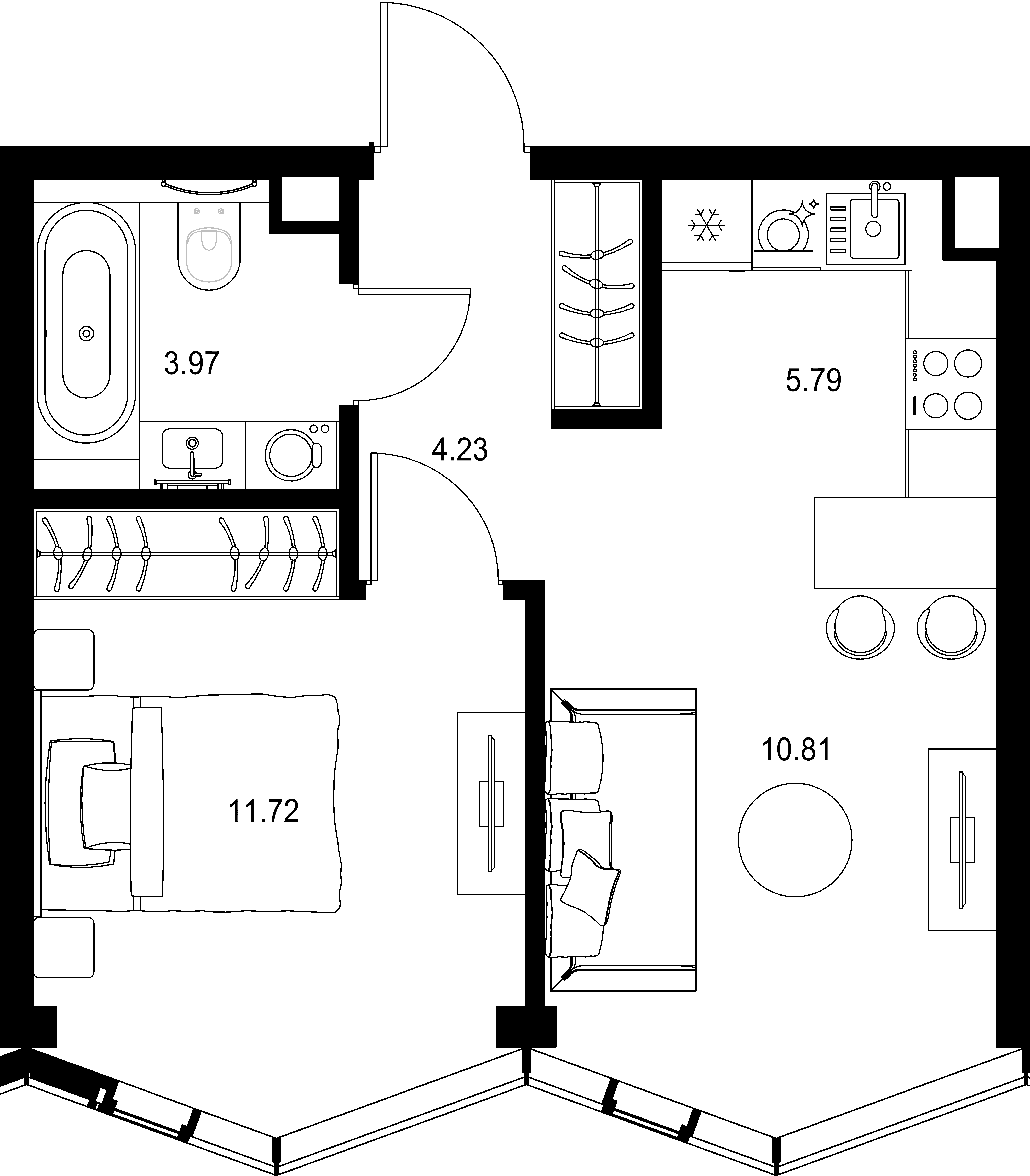 1-комнатная, 36,52 м² — 28 825 601 ₽