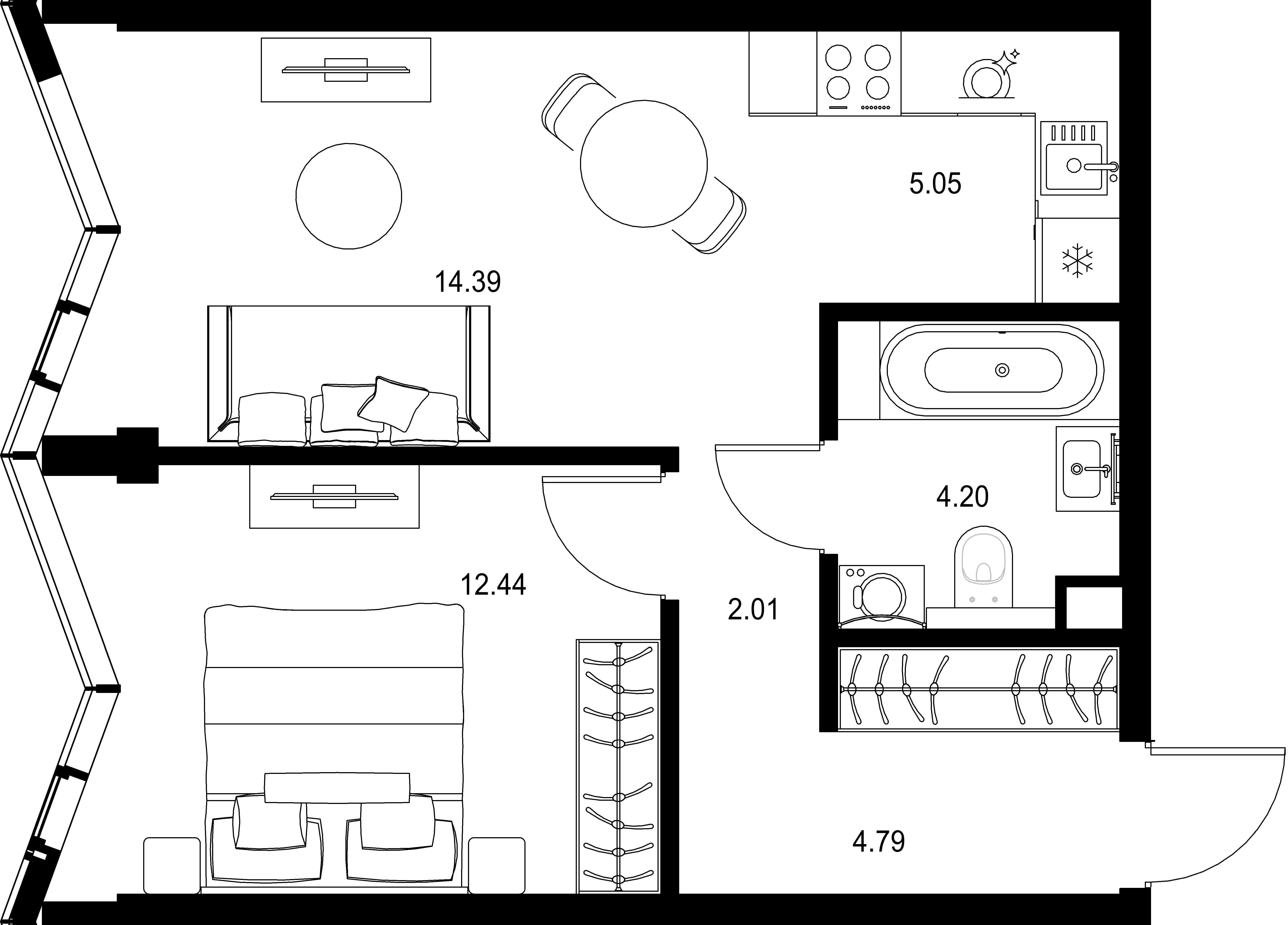 1-комнатная, 42,88 м² — 31 002 025 ₽