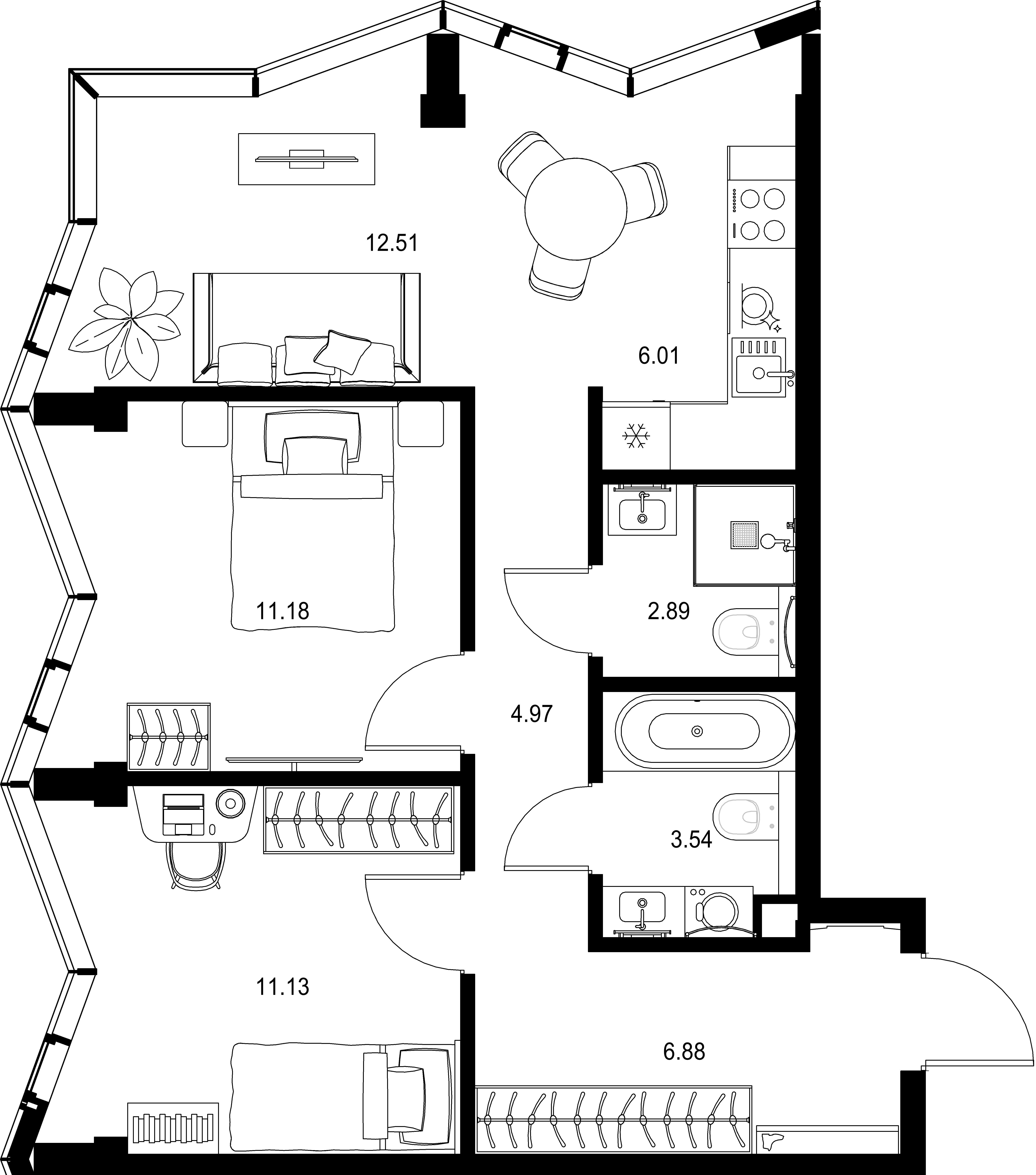 2-комнатная, 59,11 м² — 42 273 639 ₽
