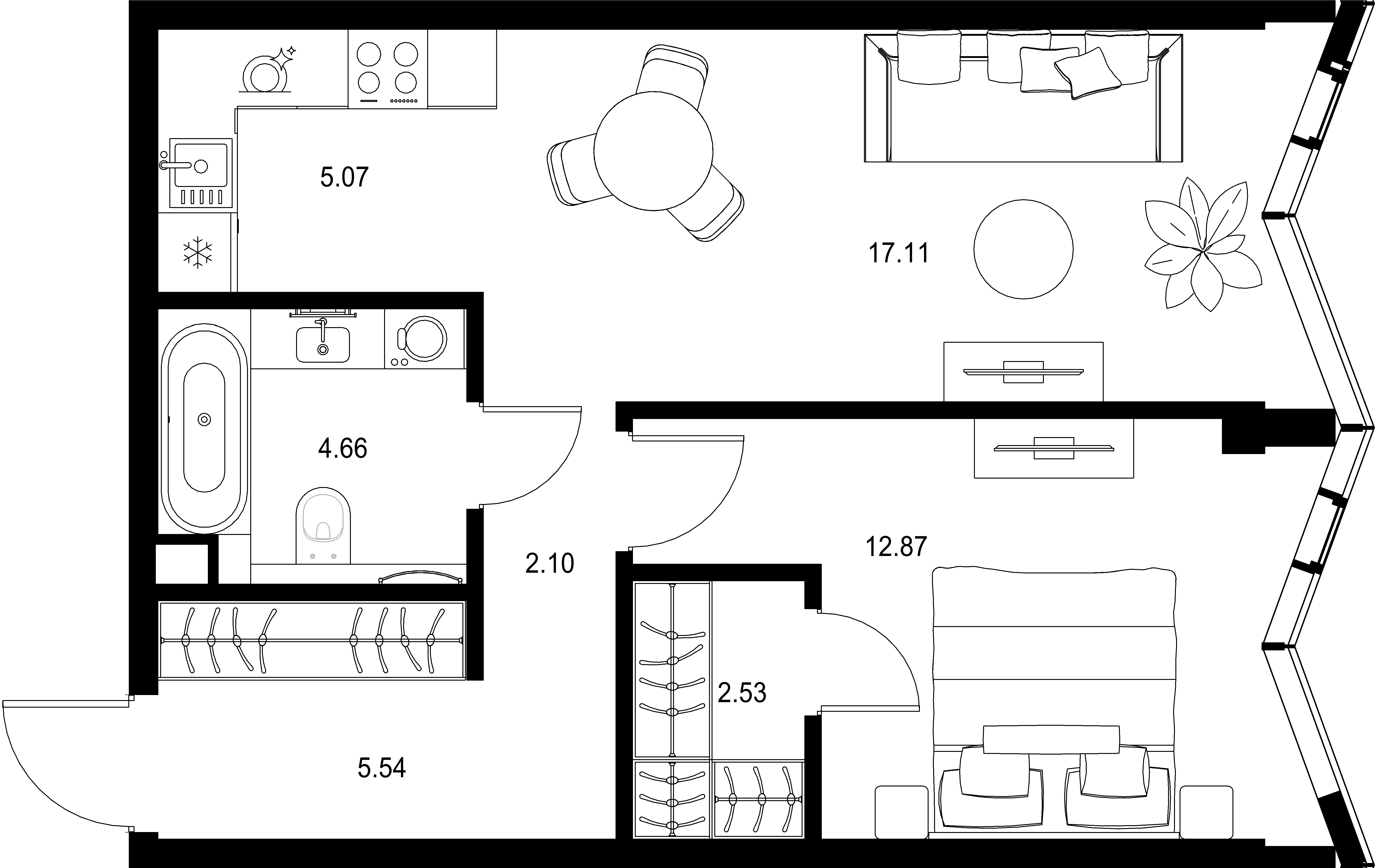 1-комнатная, 49,88 м² — 34 615 024 ₽