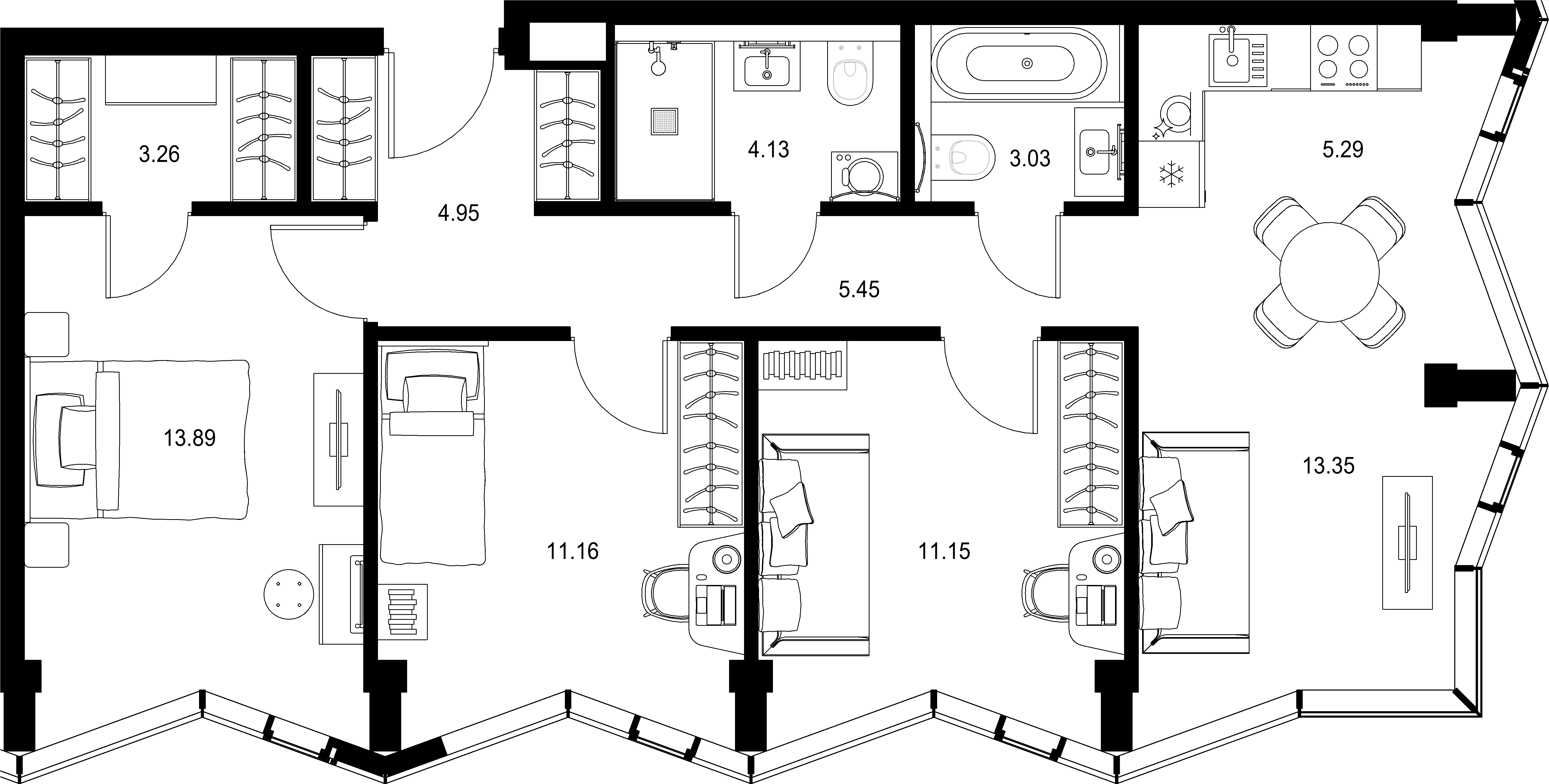 3-комнатная, 75,66 м² — 56 023 733 ₽