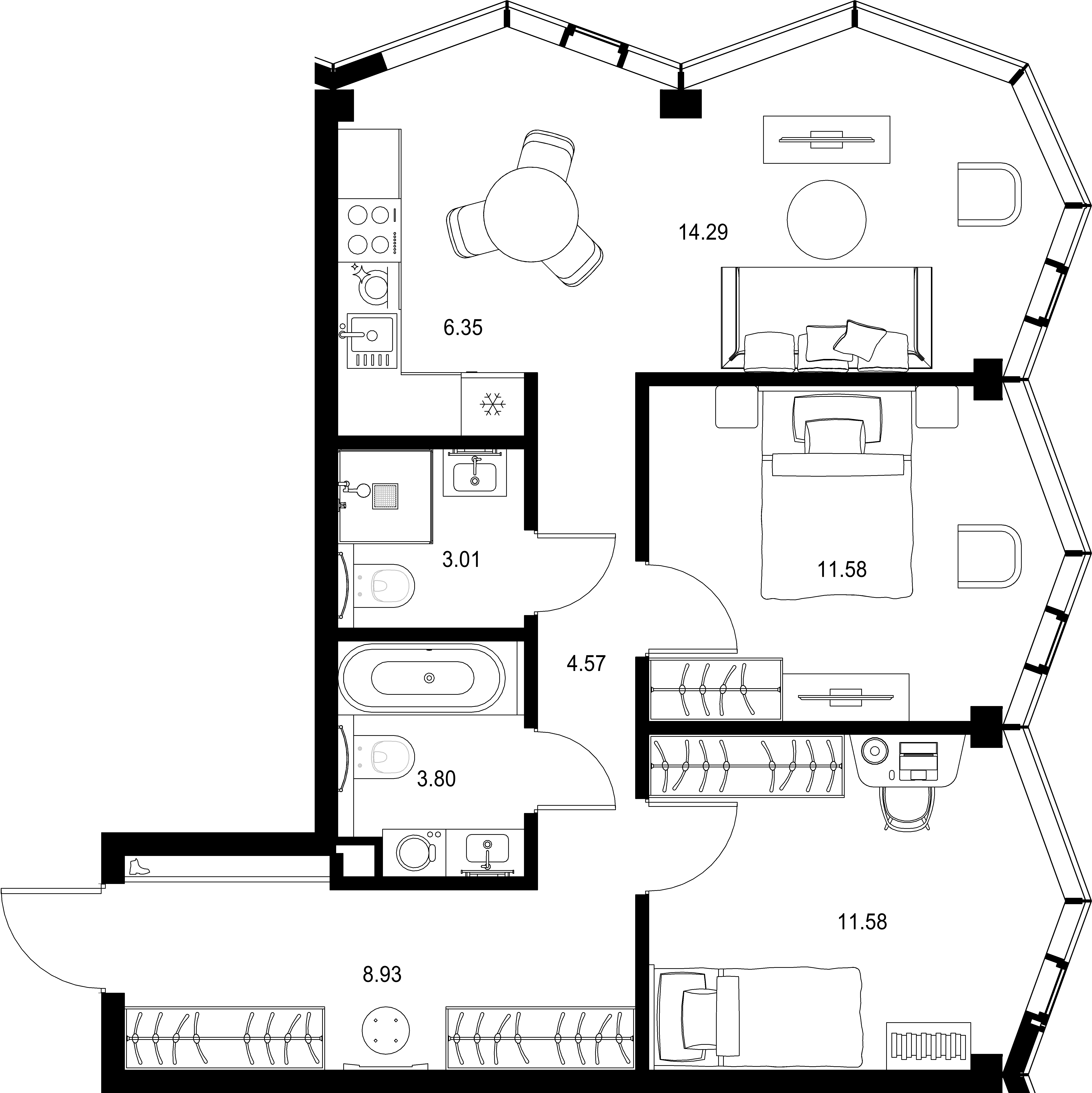 2-комнатная, 64,11 м² — 44 583 504 ₽