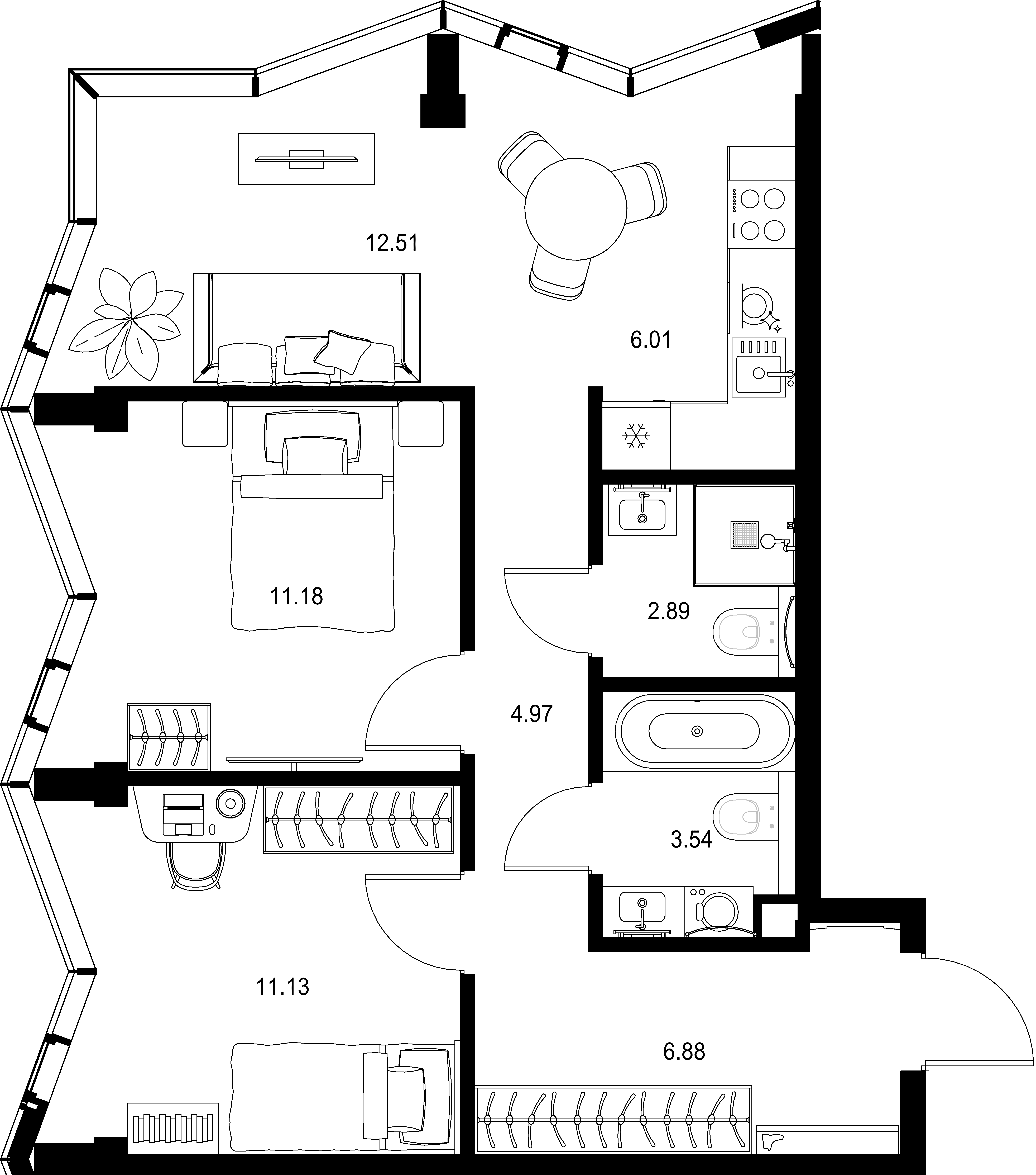 2-комнатная, 59,11 м² — 42 612 517 ₽