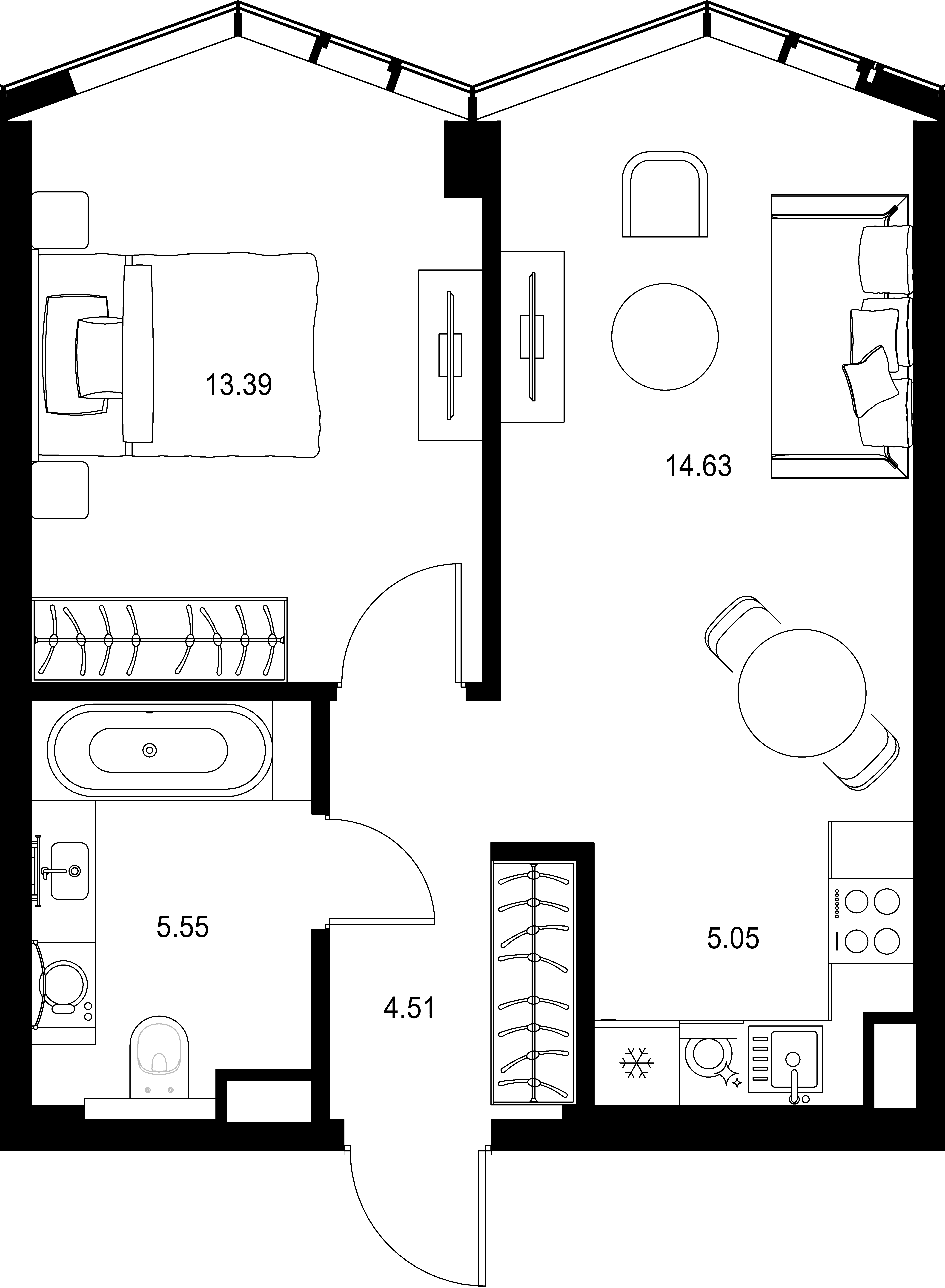 1-комнатная, 43,13 м² — 28 384 370 ₽
