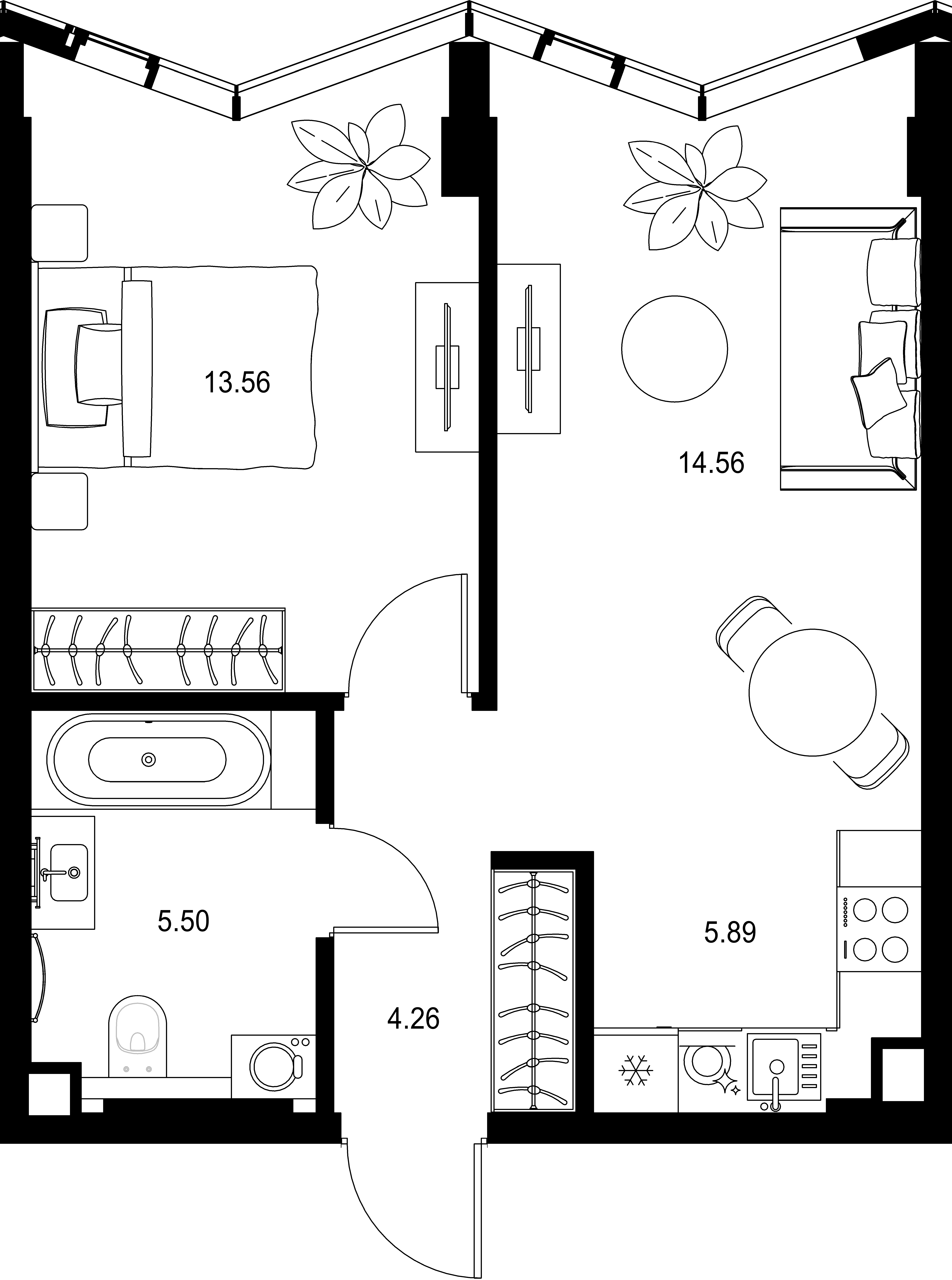 1-комнатная, 43,77 м² — 28 435 136 ₽