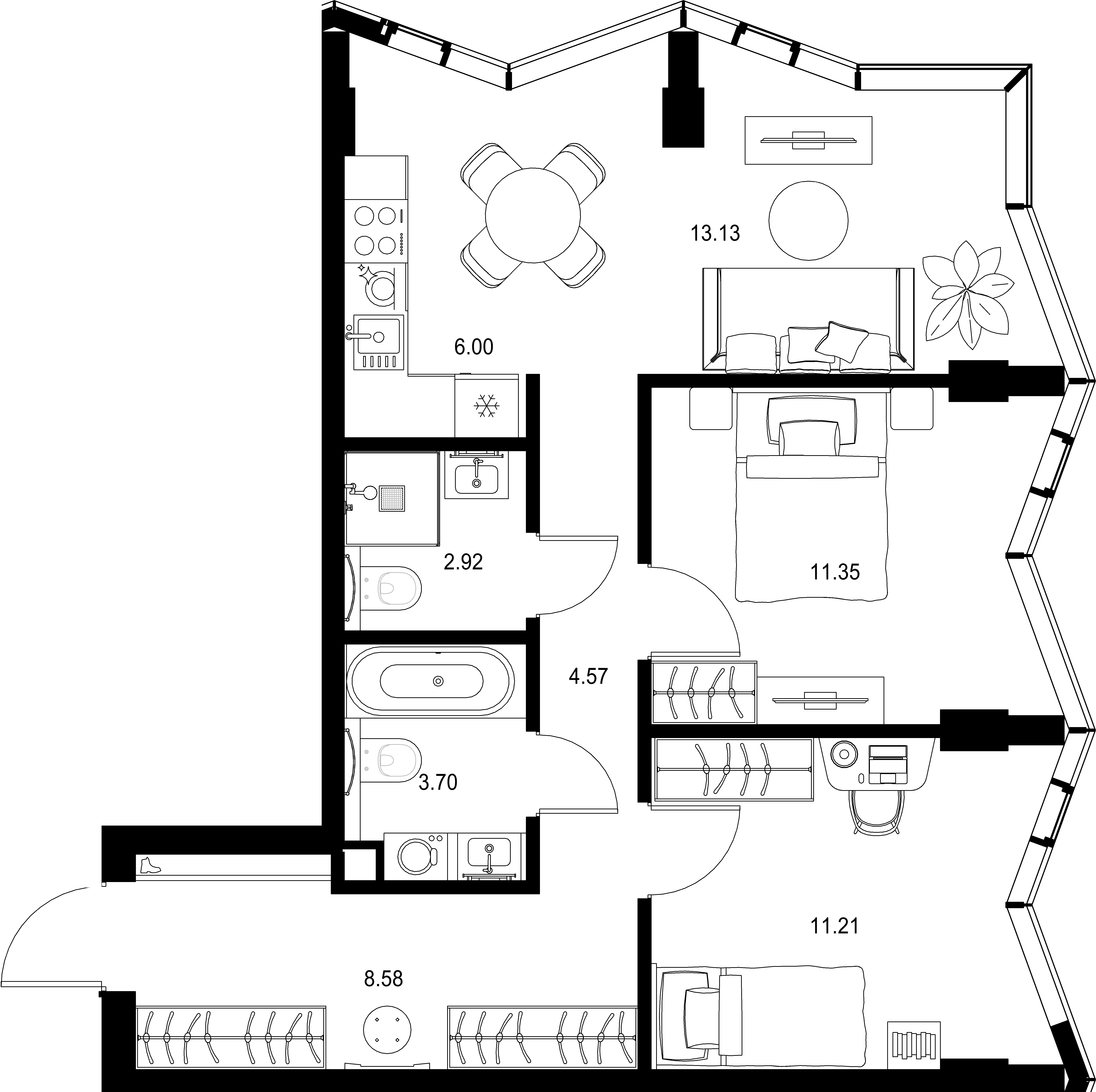 2-комнатная, 61,46 м² — 39 424 070 ₽