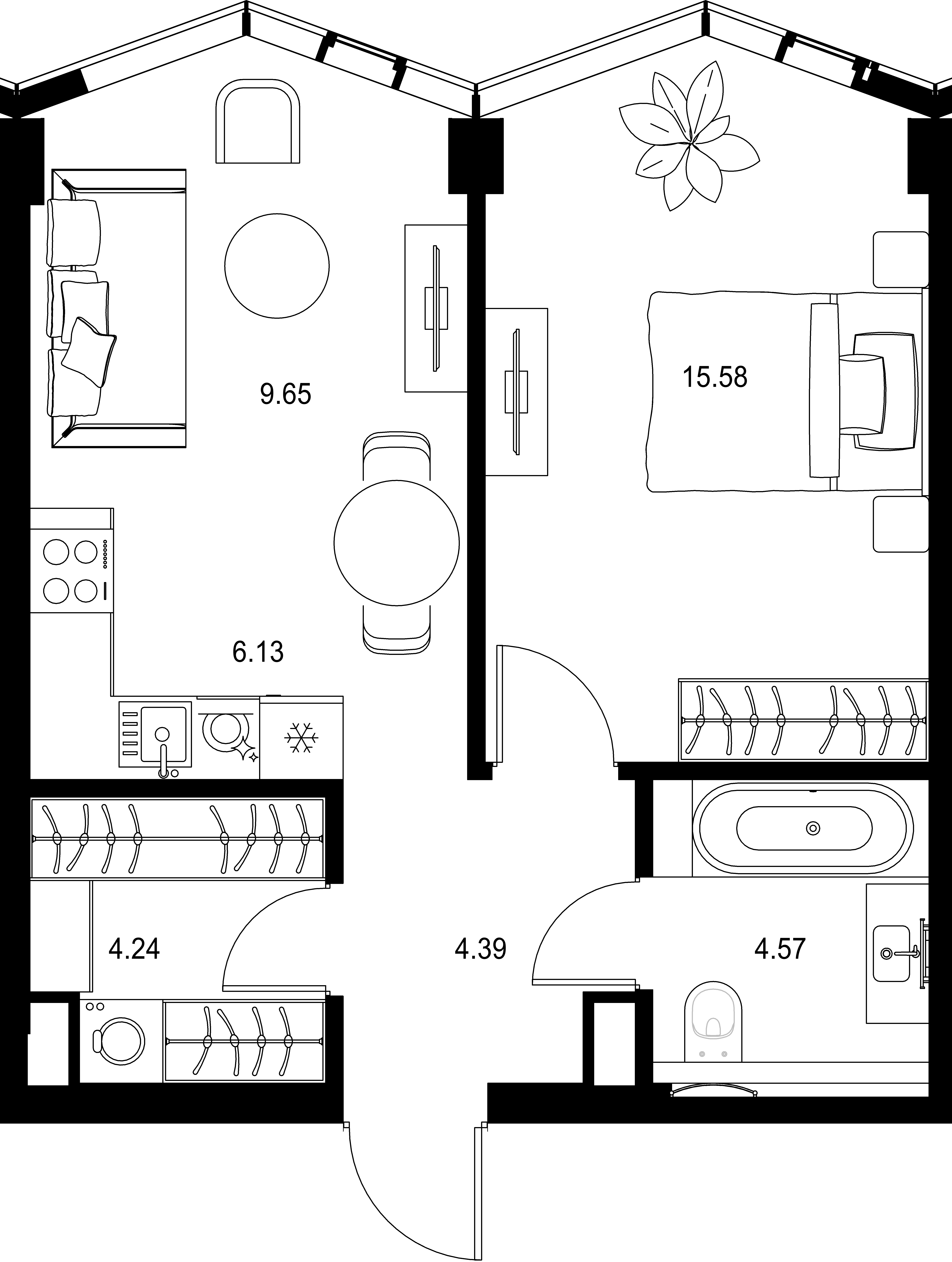 1-комнатная, 44,56 м² — 29 674 197 ₽