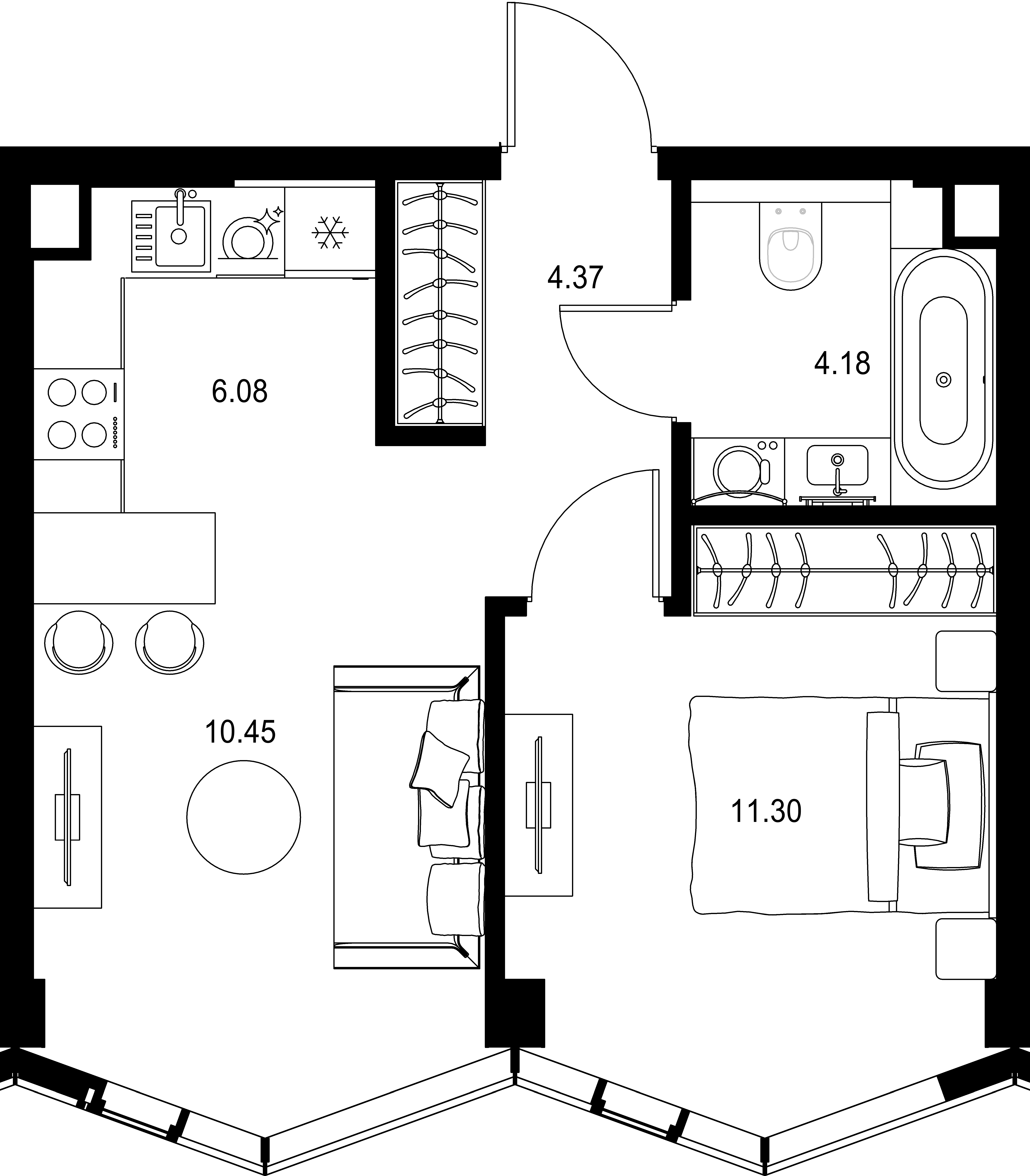 1-комнатная, 36,38 м² — 25 388 838 ₽