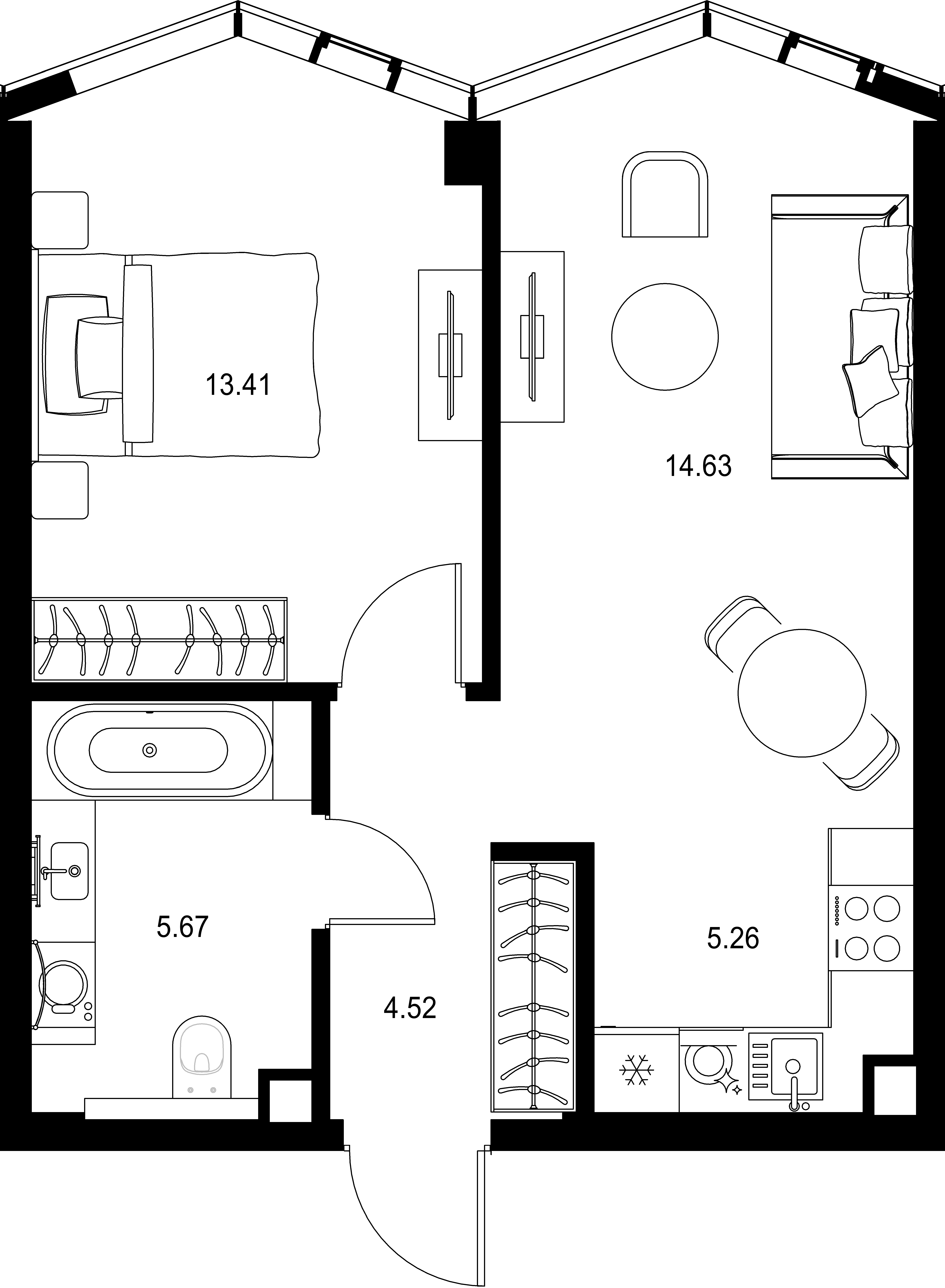 1-комнатная, 43,49 м² — 29 389 063 ₽