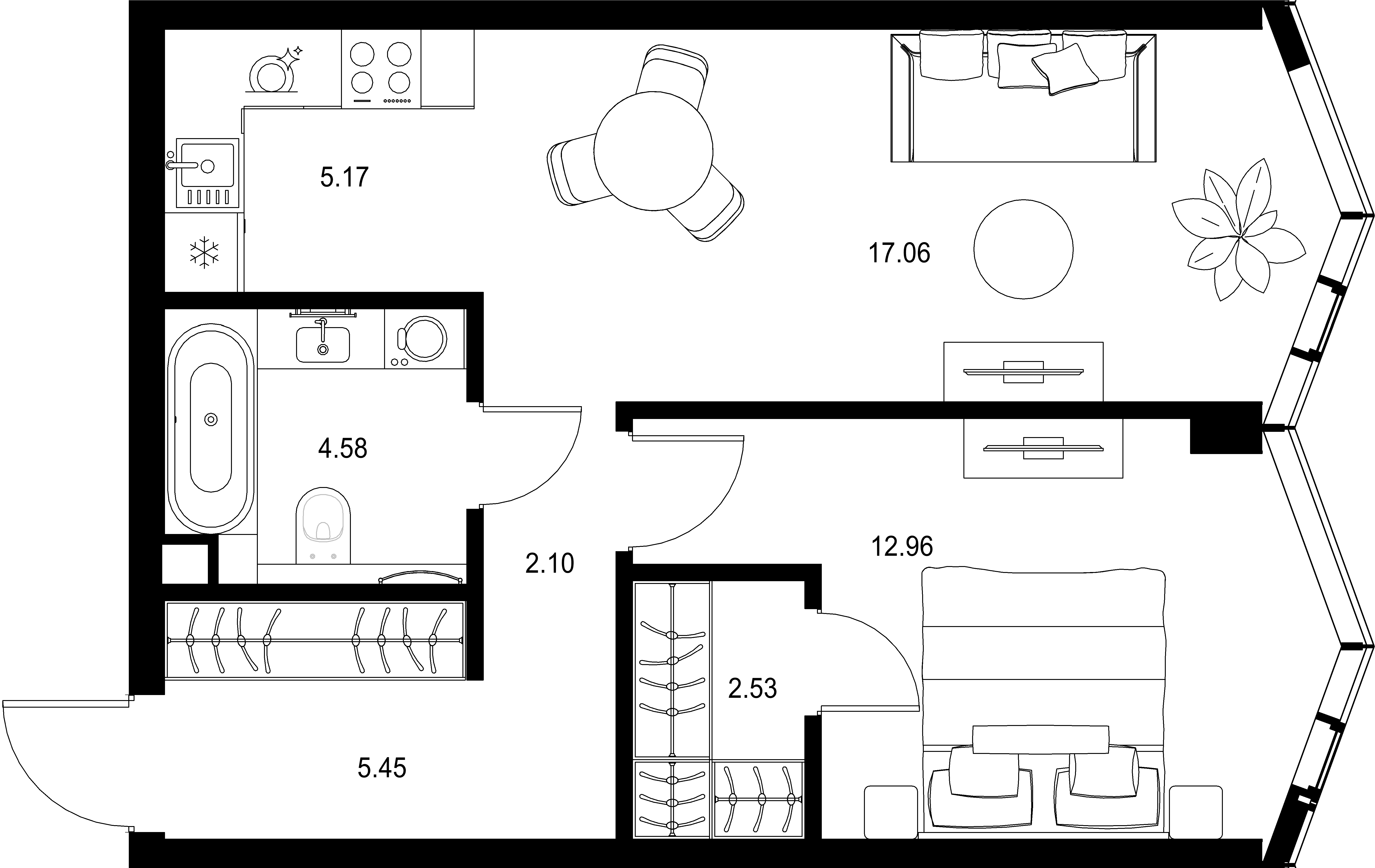 1-комнатная, 49,85 м² — 33 187 936 ₽