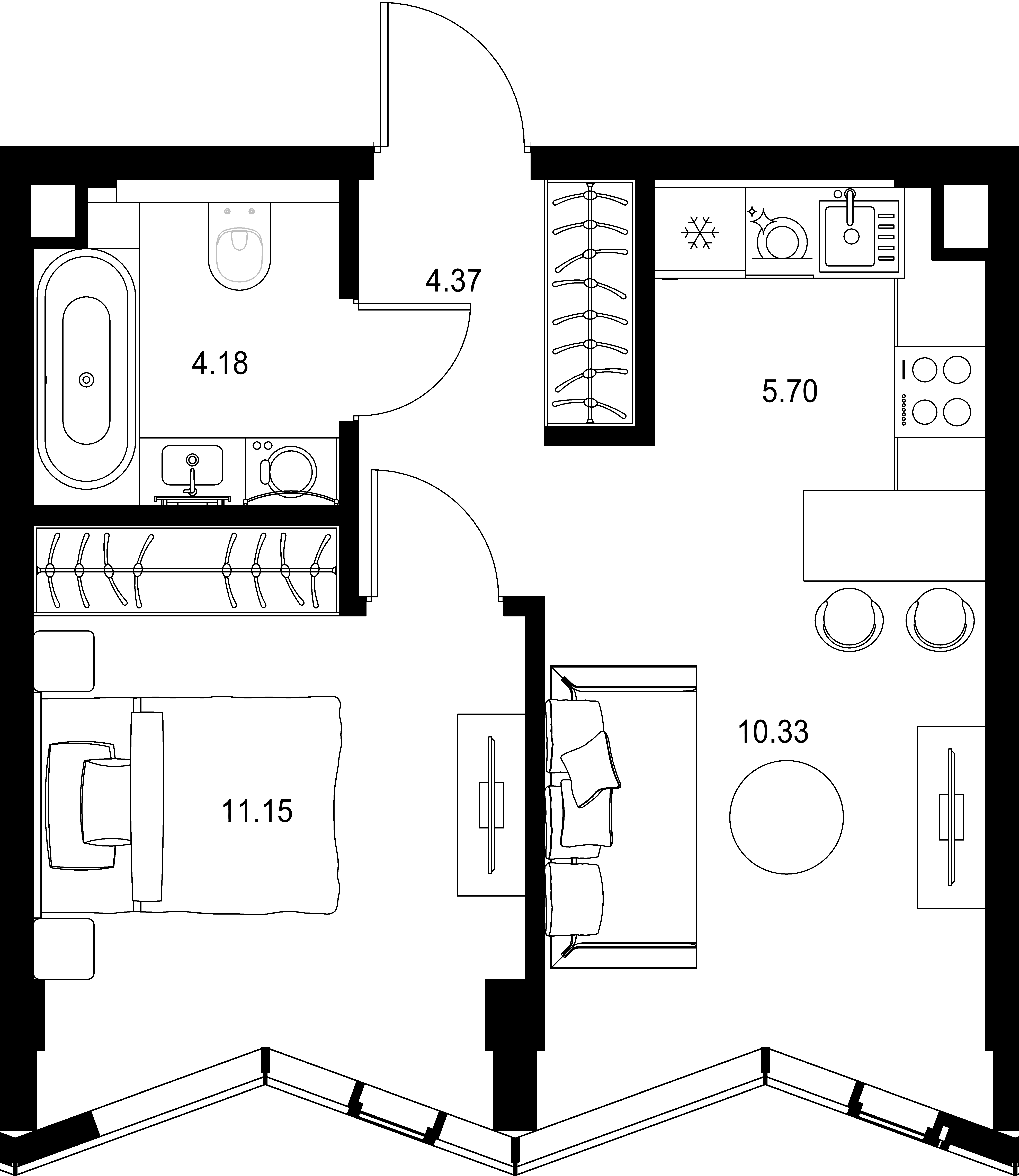 1-комнатная, 35,73 м² — 25 114 045 ₽