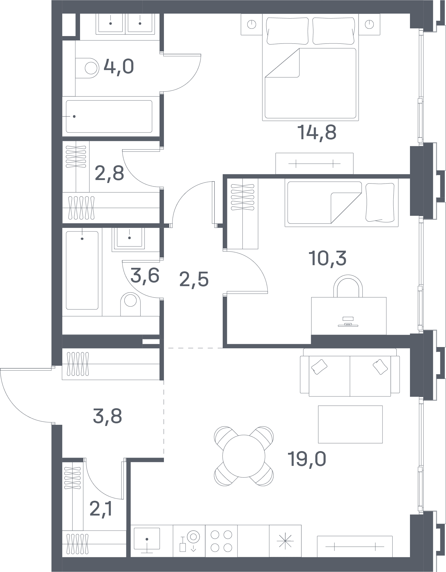 2-комнатная, 62,9 м² — 54 572 040 ₽