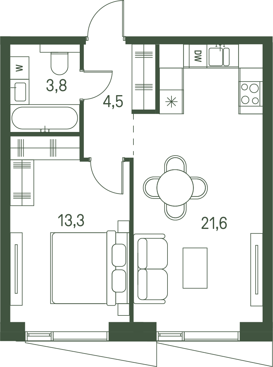 1-комнатная, 43,2 м² — 37 627 200 ₽