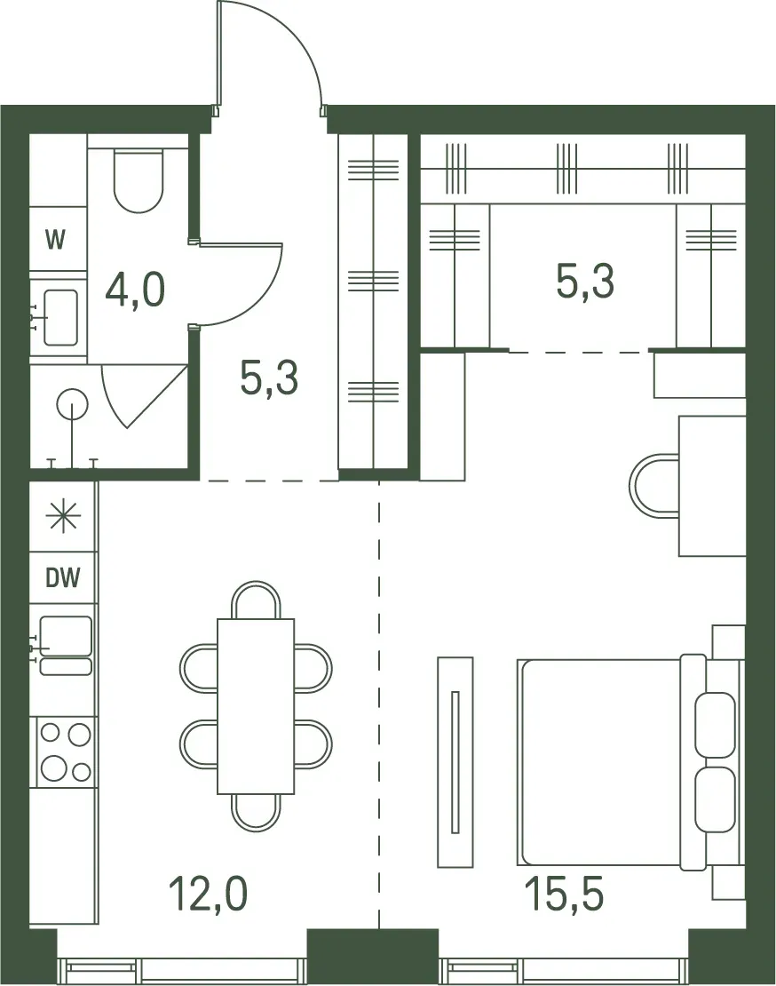 1-комнатная, 42,1 м² — 30 480 400 ₽