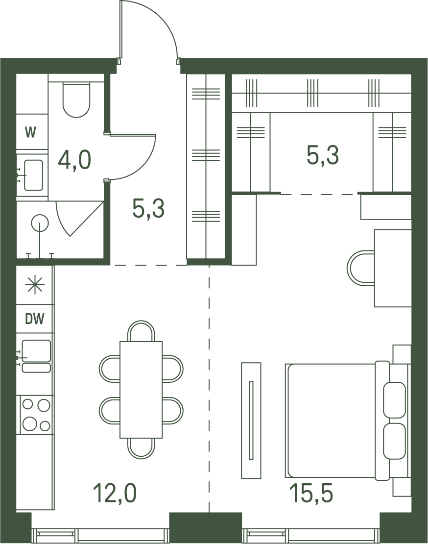 1-комнатная, 42,1 м² — 33 014 820 ₽