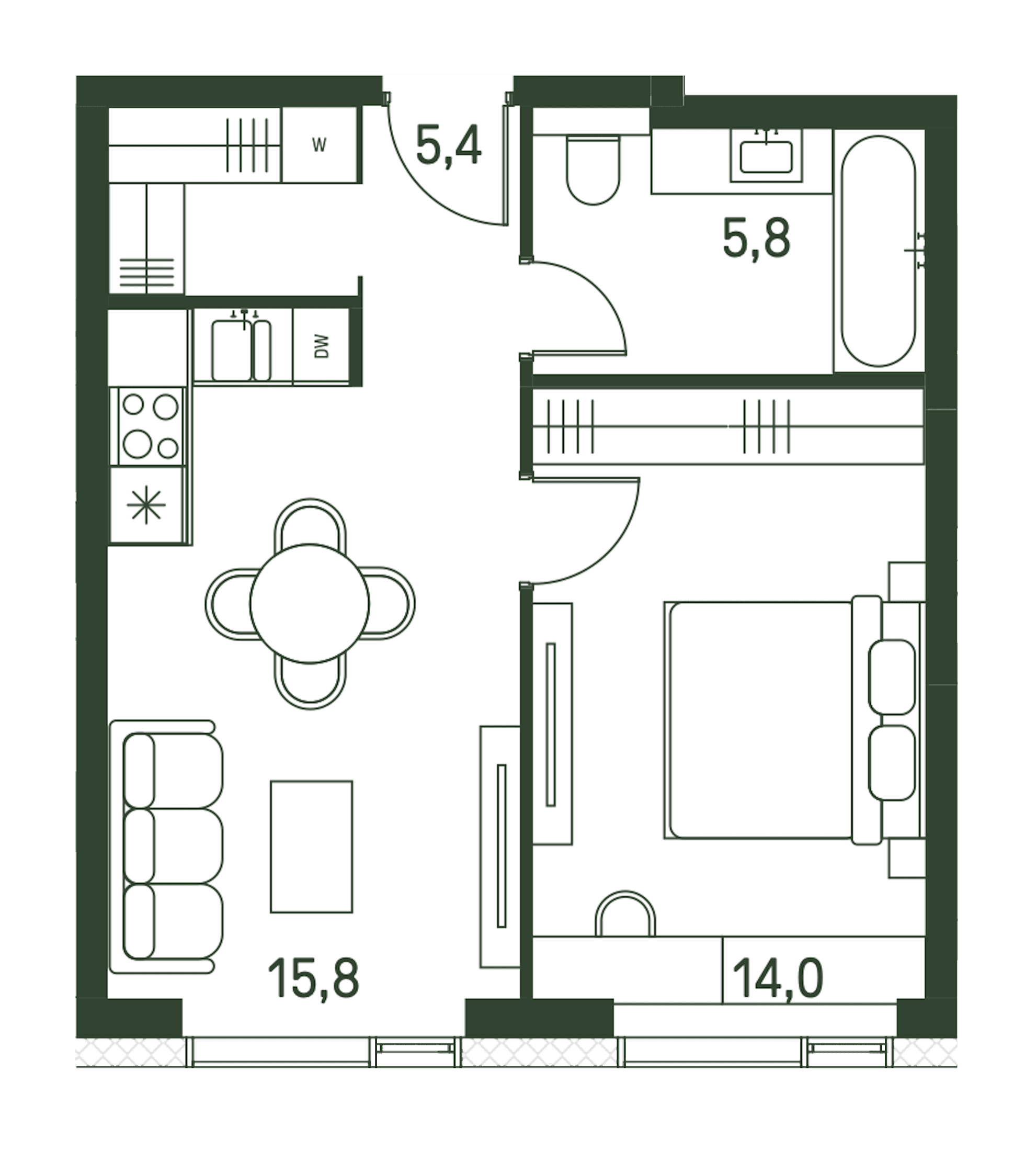1-комнатная, 41 м² — 33 644 600 ₽