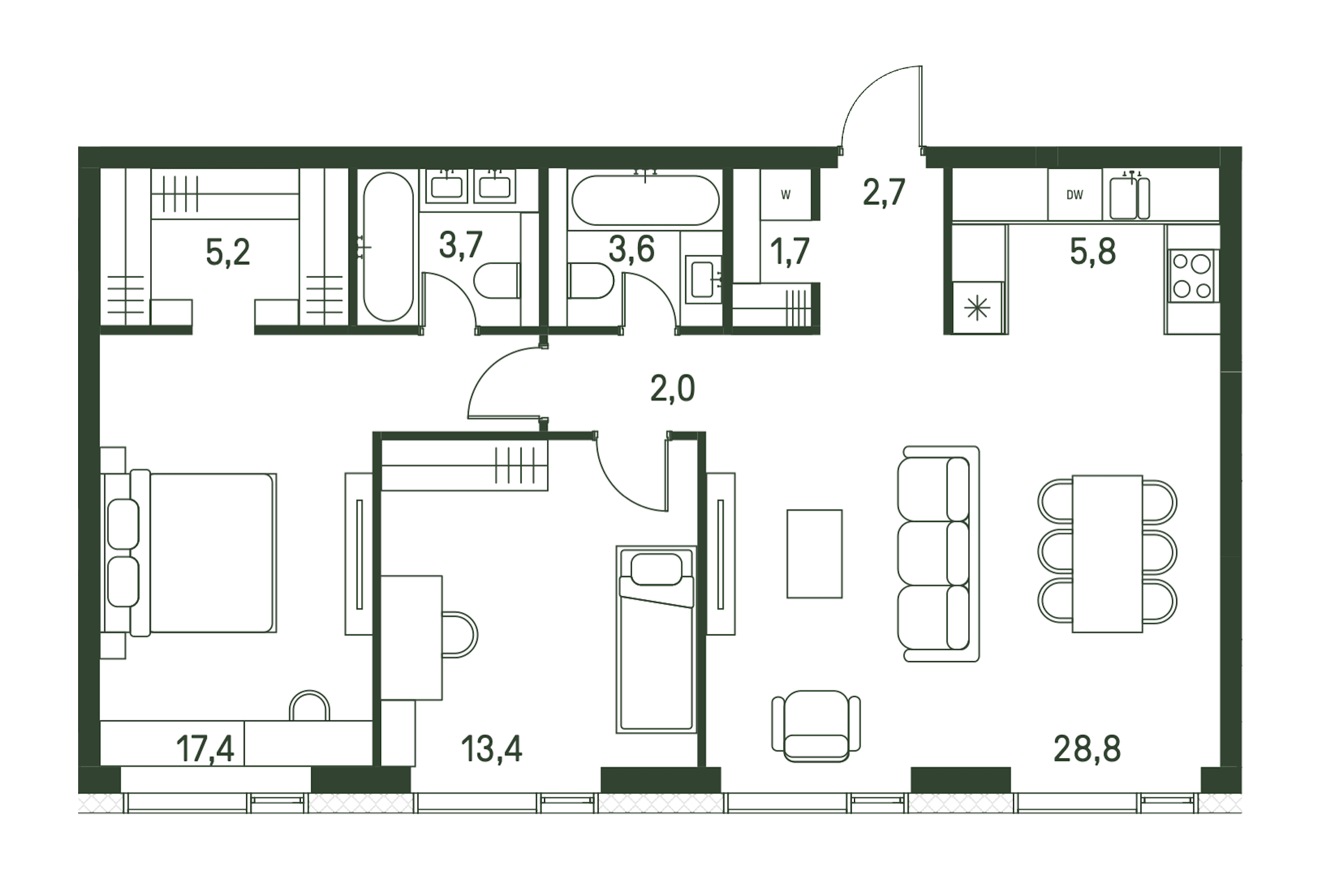 3-комнатная, 84,3 м² — 63 621 210 ₽