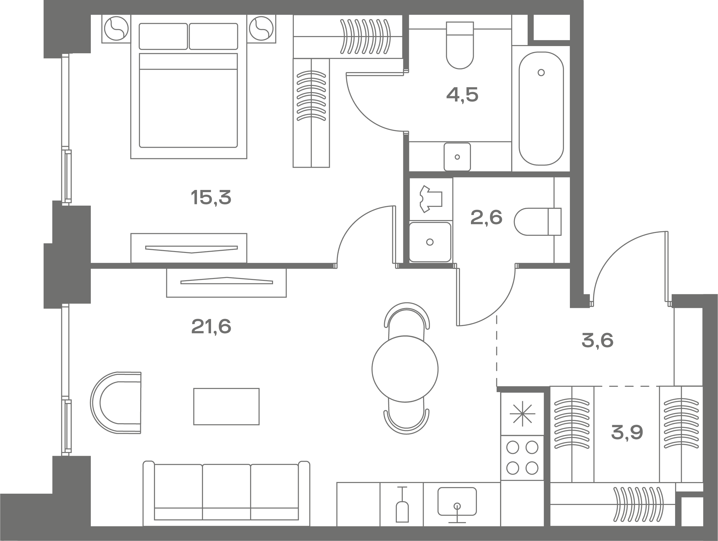 1-комнатная, 51,5 м² — 37 564 100 ₽