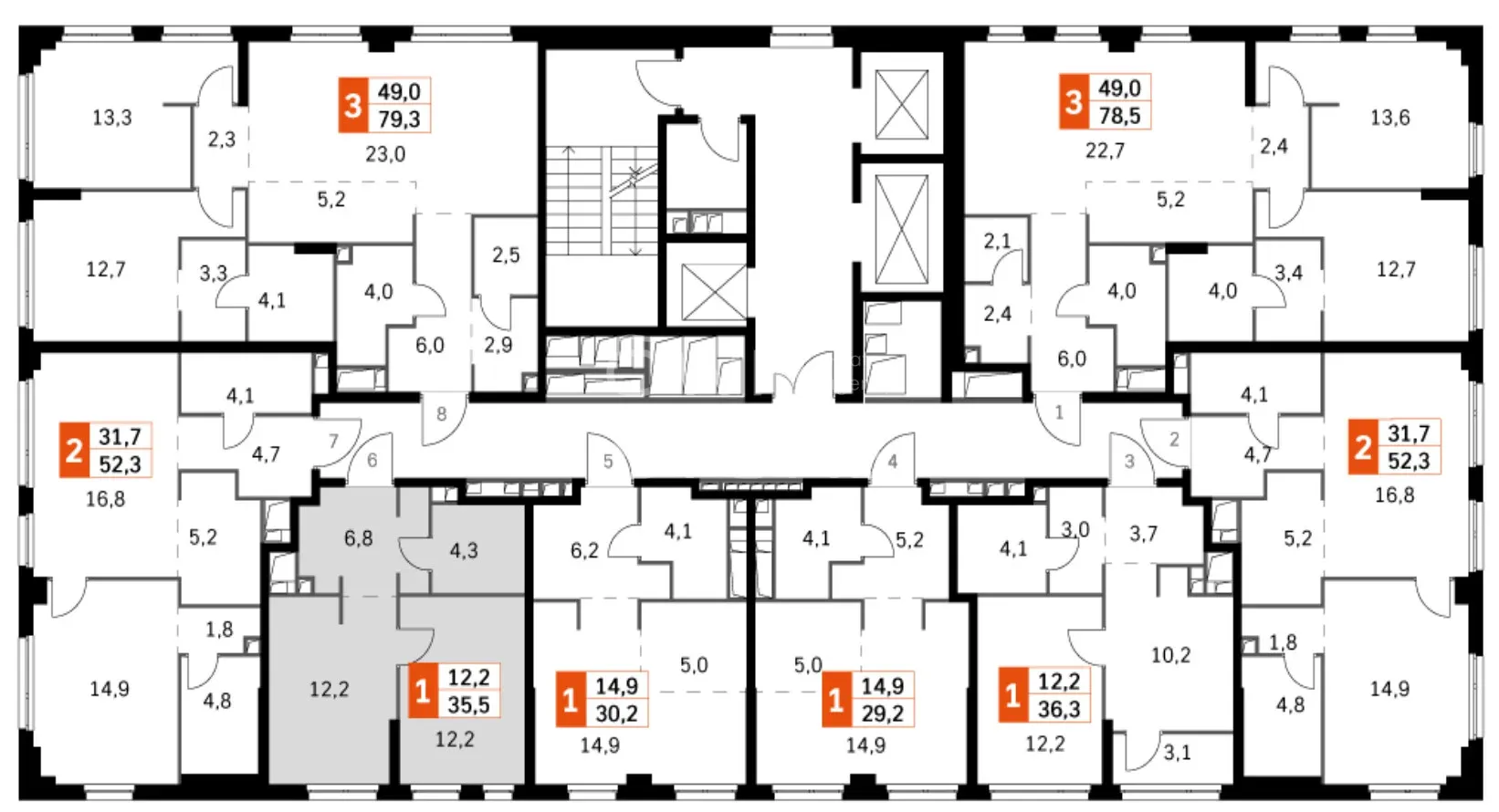 1-комнатная, 35,5 м² — 23 999 000 ₽