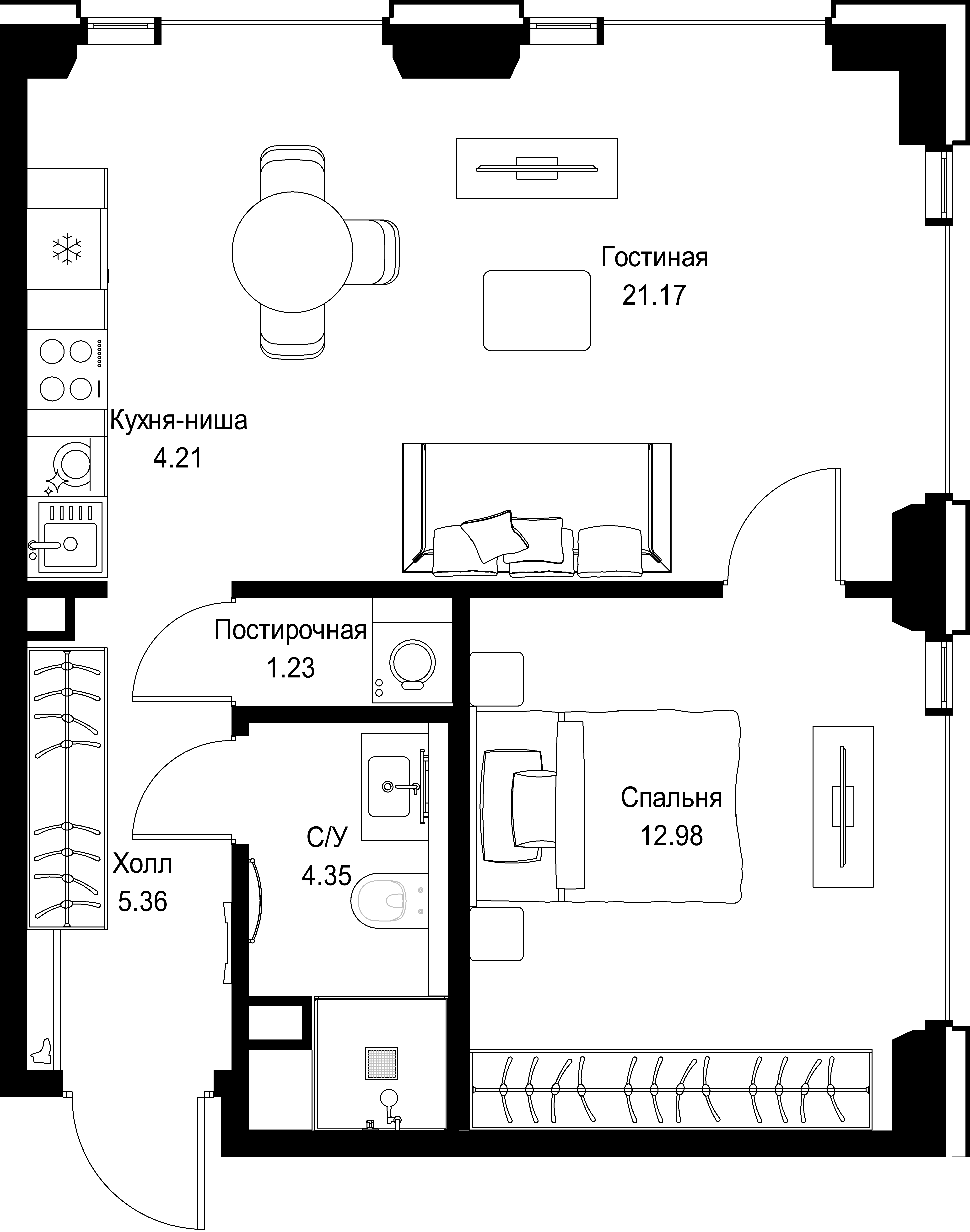 1-комнатная, 49,28 м² — 26 473 216 ₽