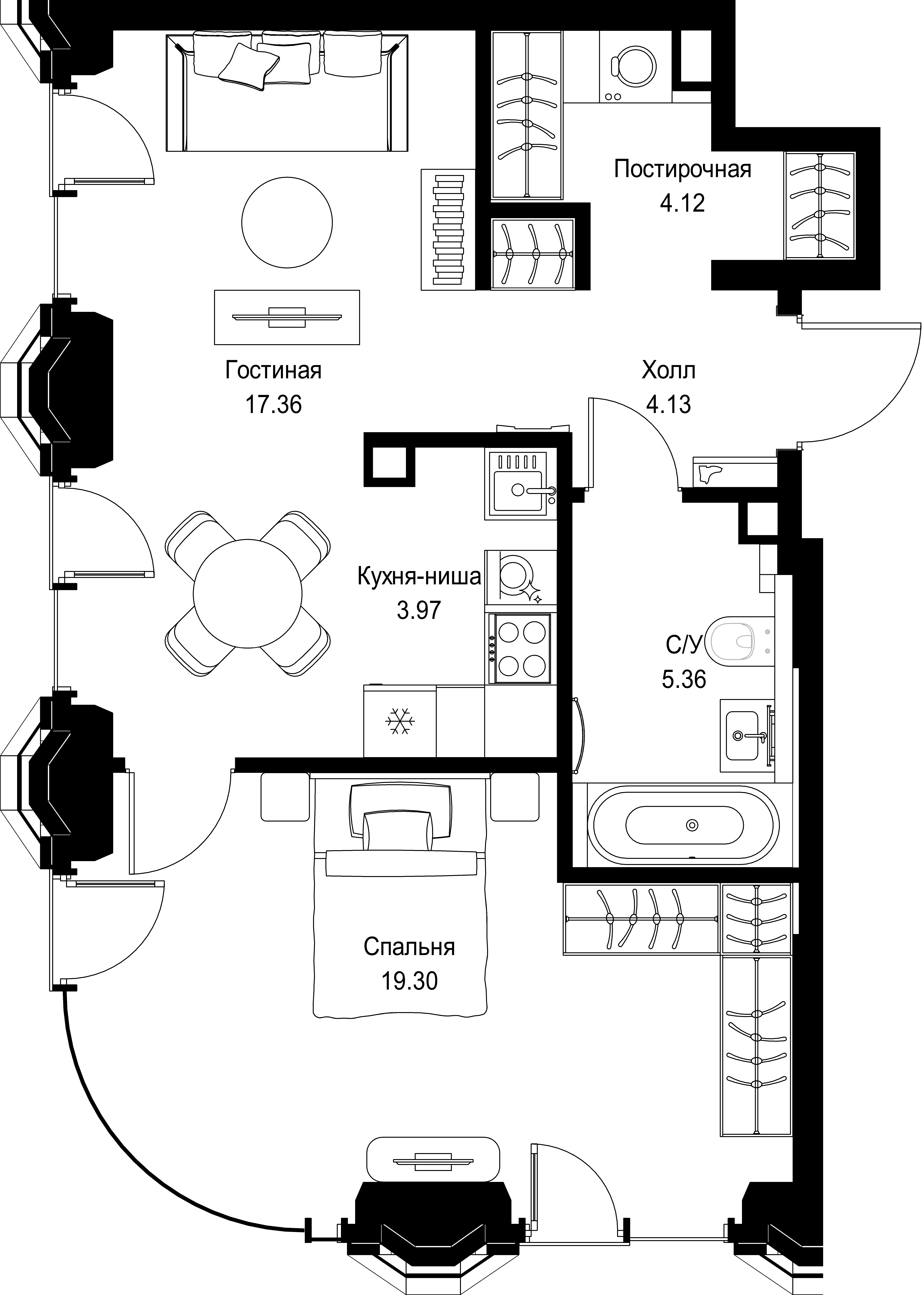 1-комнатная, 53 м² — 34 418 200 ₽