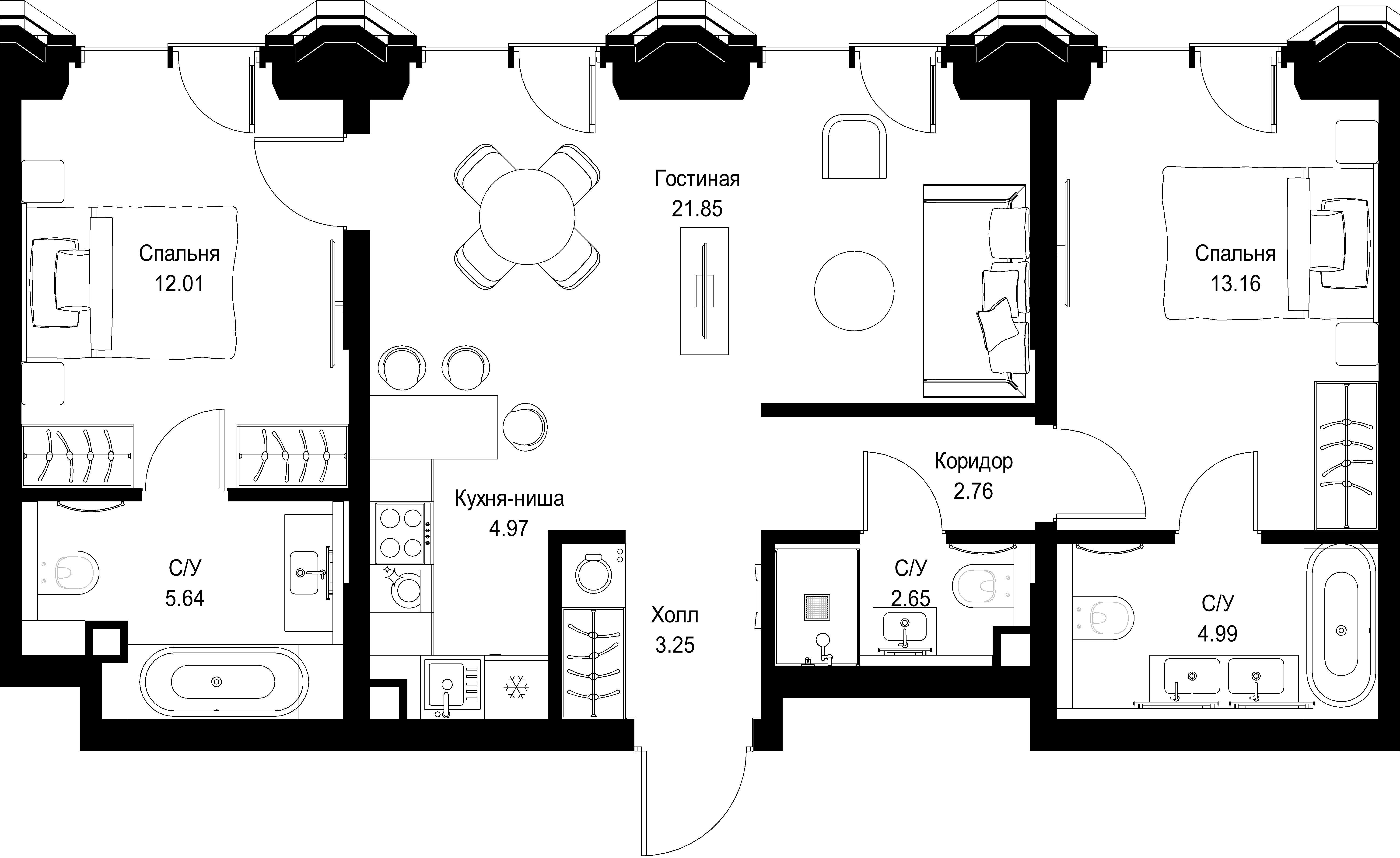 2-комнатная, 69,94 м² — 41 792 647 ₽