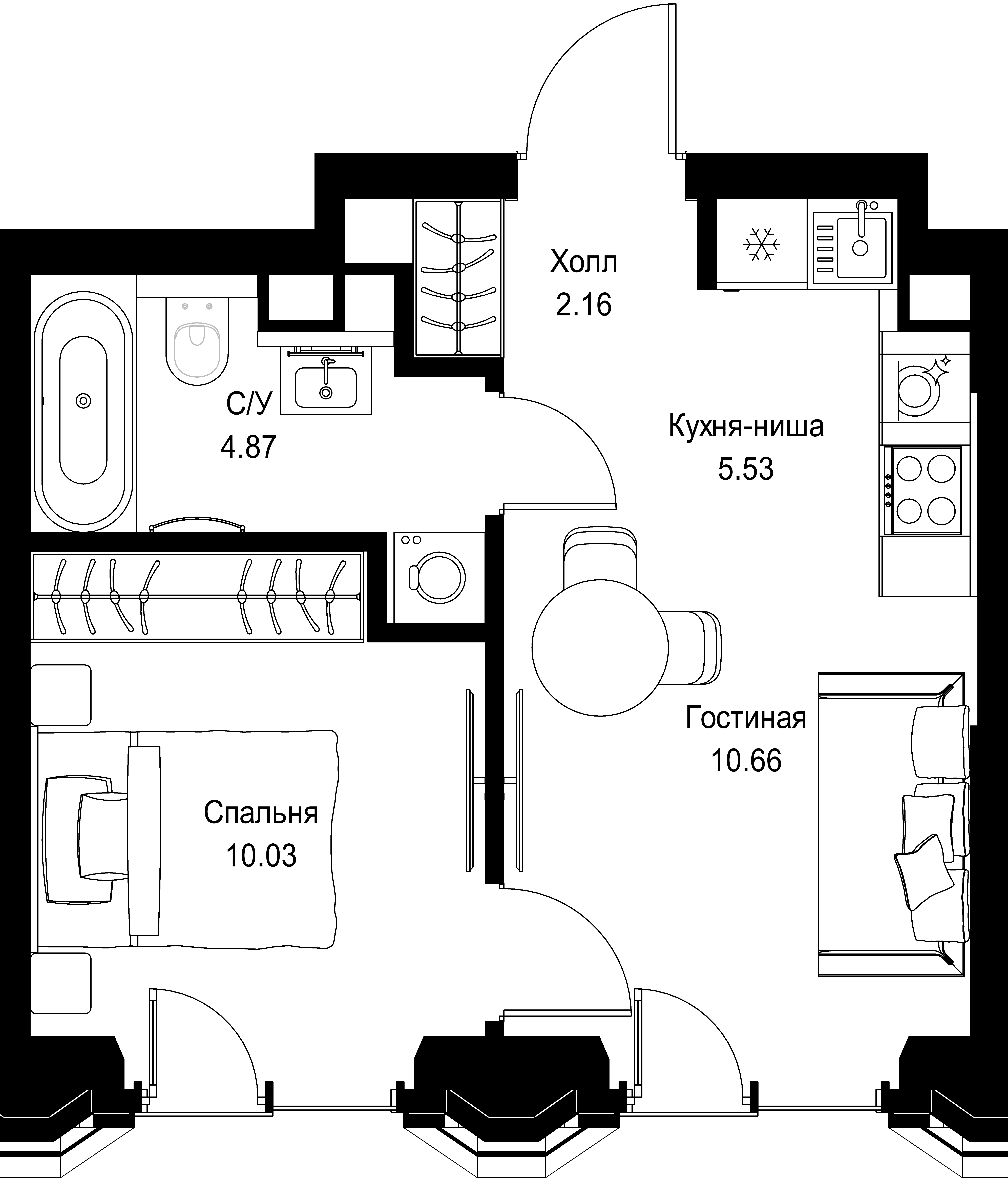 1-комнатная, 32,6 м² — 23 941 440 ₽