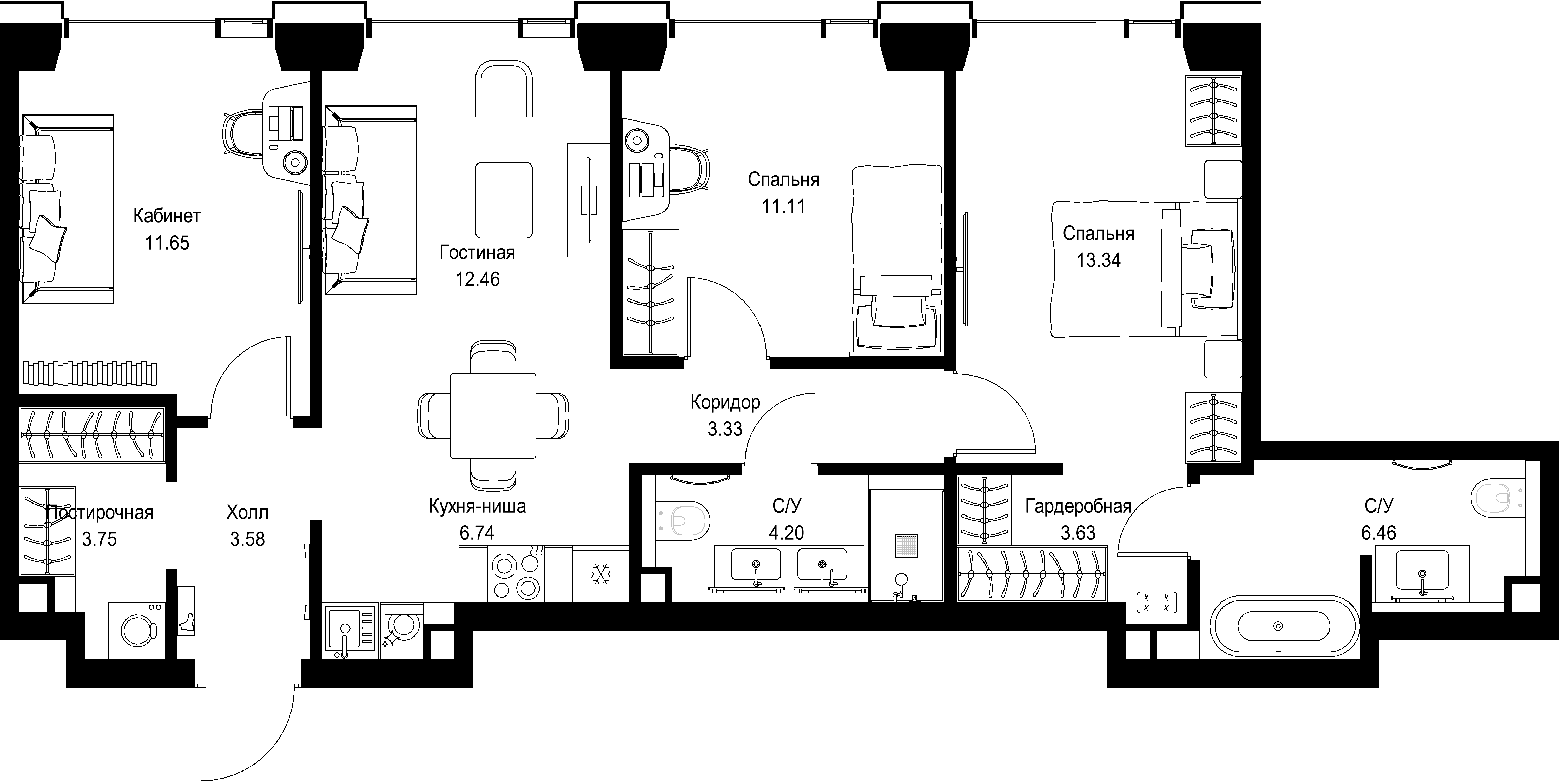 3-комнатная, 80,25 м² — 37 926 150 ₽