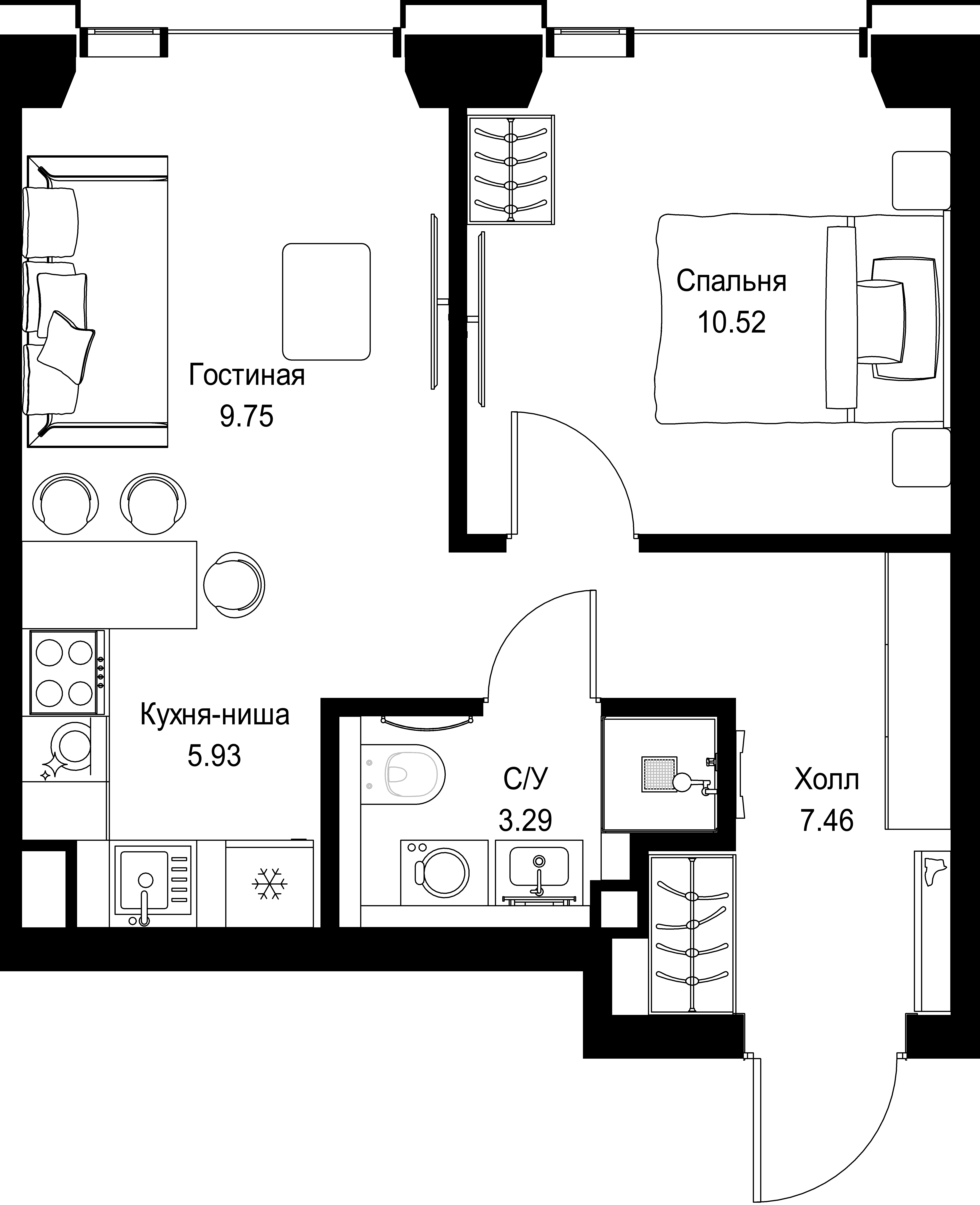1-комнатная, 36,95 м² — 19 849 540 ₽